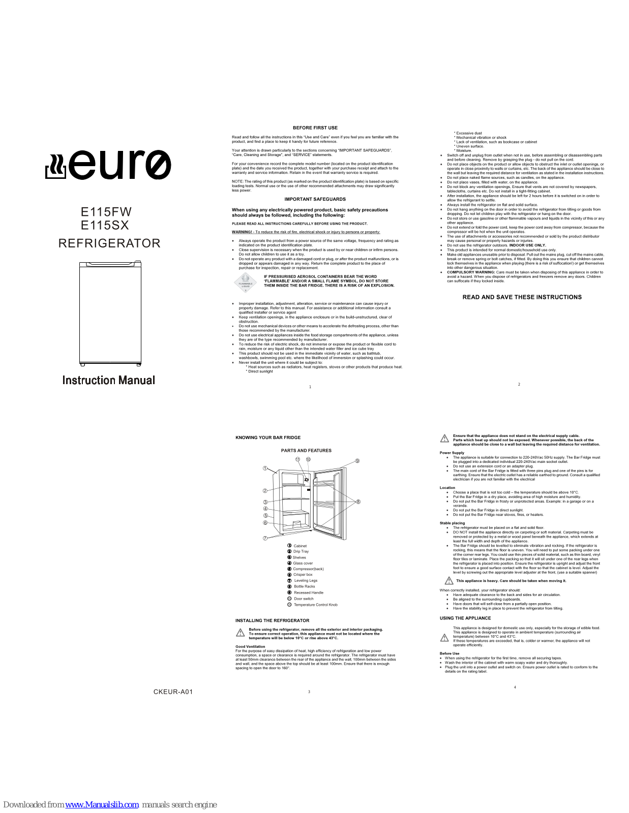 EURO E115FW, E115SX Instruction Manual