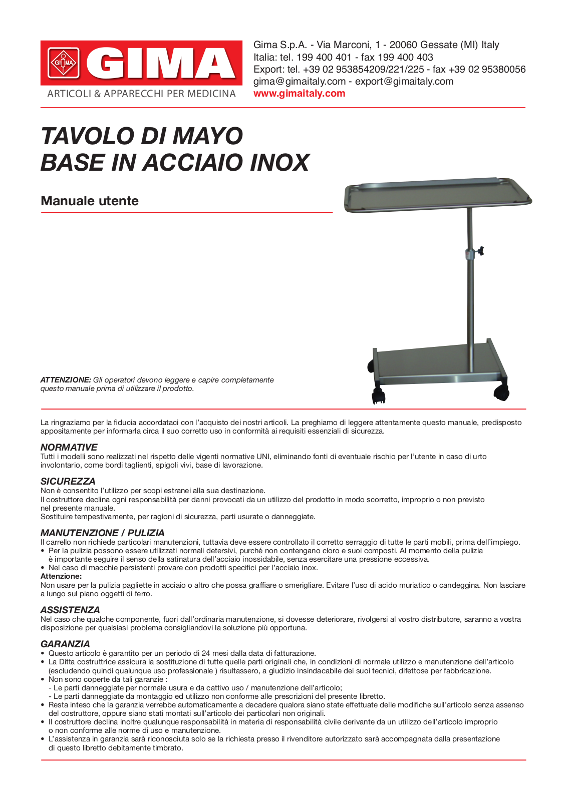 Gima MAYO TABLE User guide