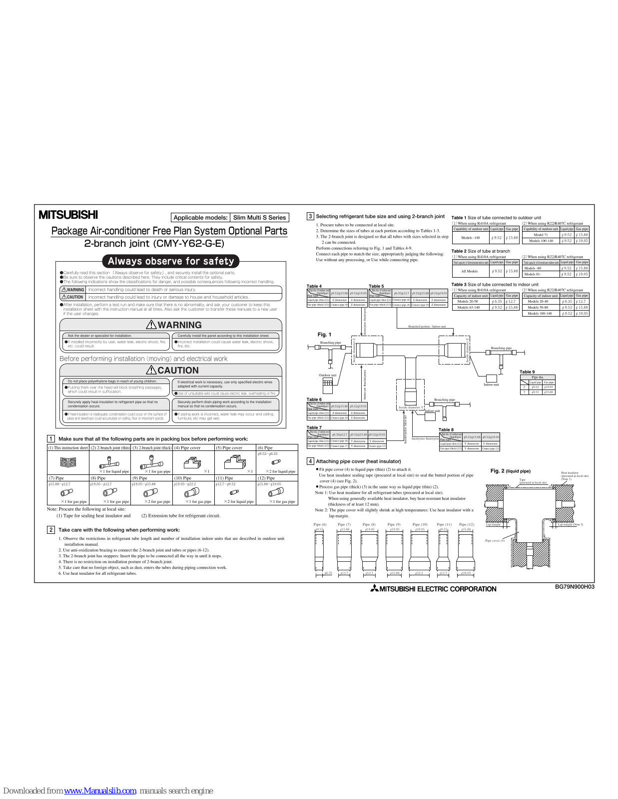 Mitsubishi CMY-Y62-G-E USER MANUAL