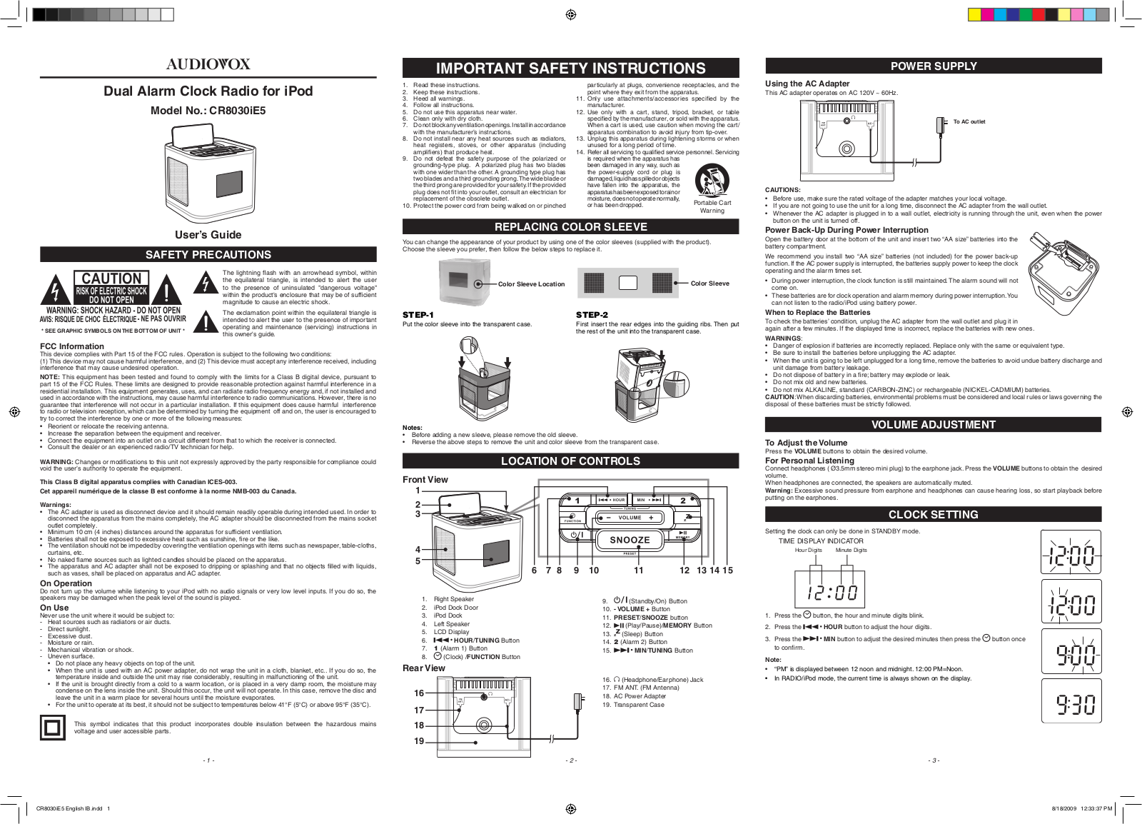 Audiovox CR8030IE5 User Manual