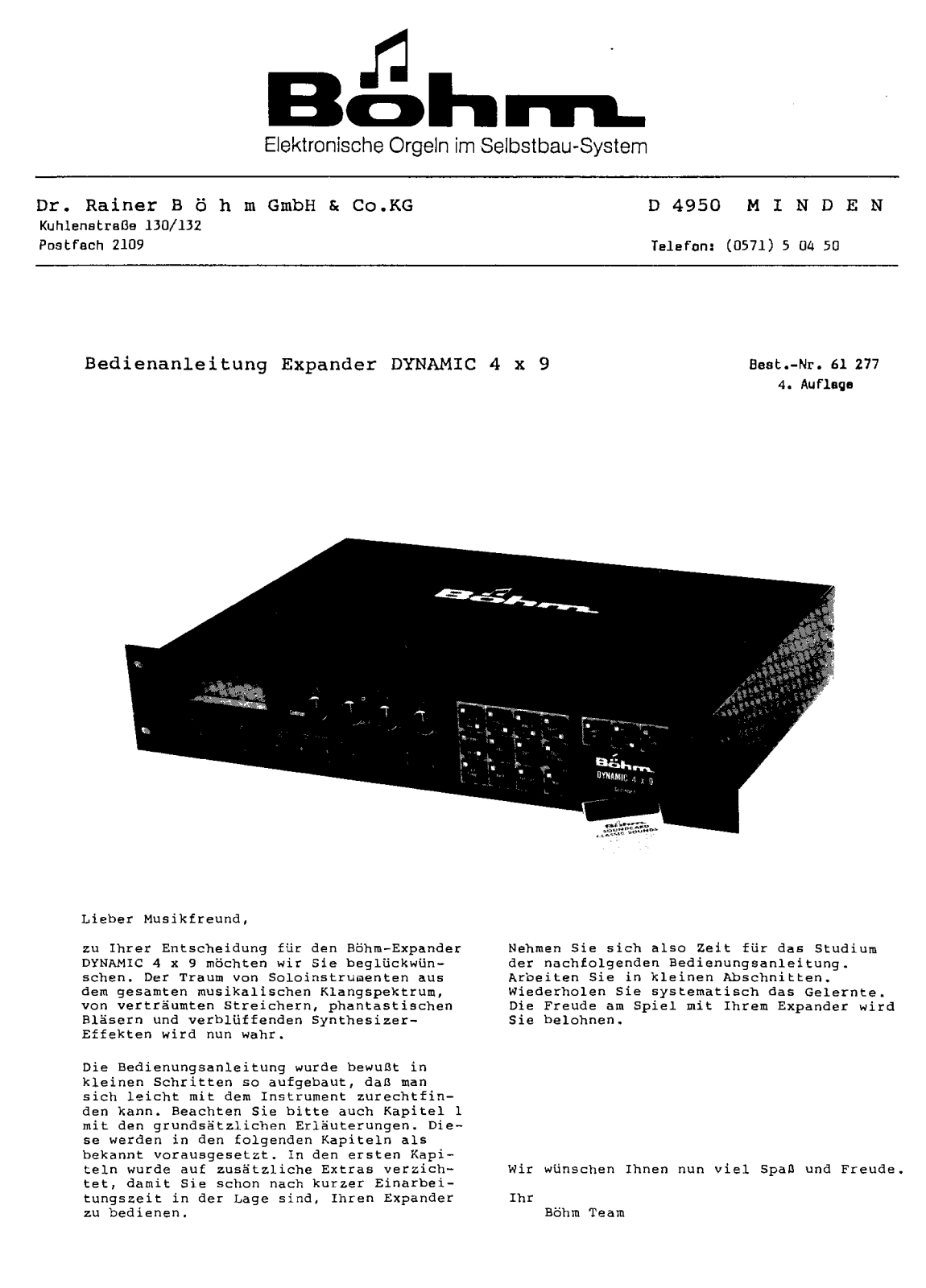 Bohm Expander Dynamic 4x9 User Manual