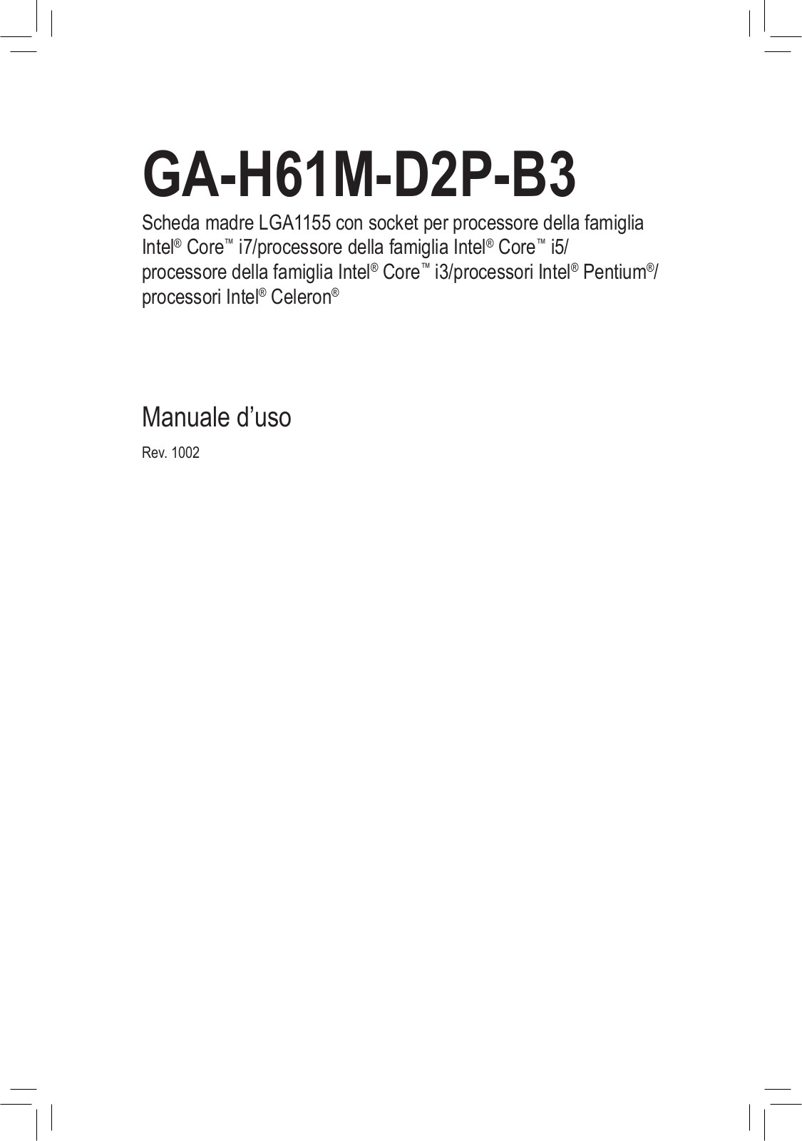 Gigabyte GA-H61M-D2P-B3 User Manual