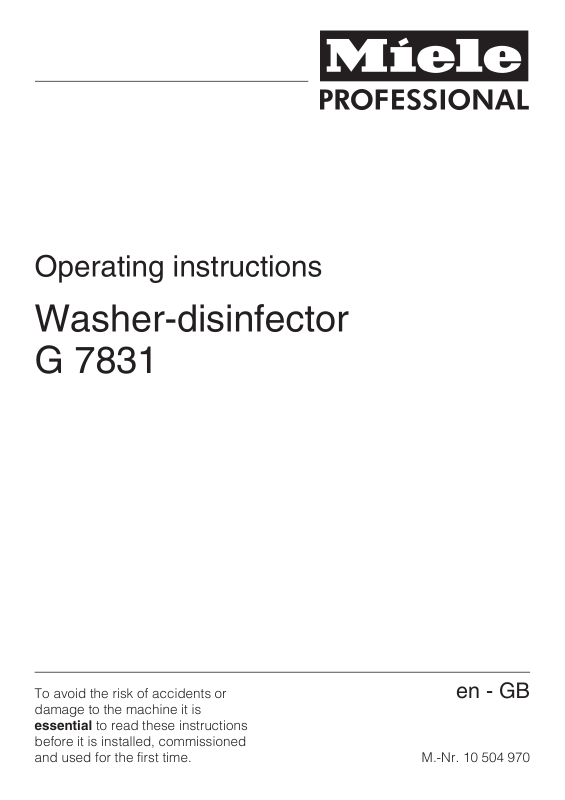 Miele G 7831 Operating instructions