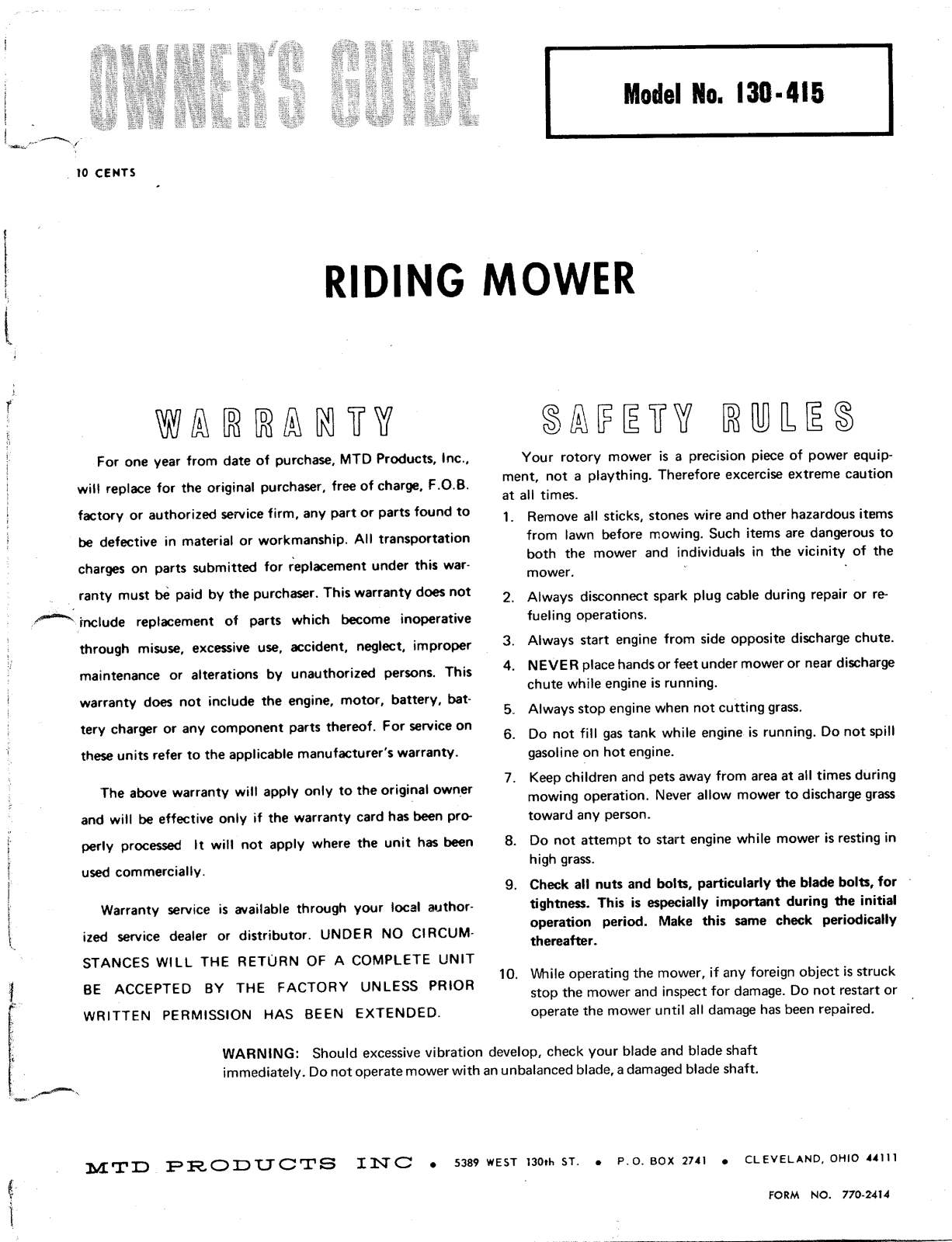 MTD 130-415 User Manual