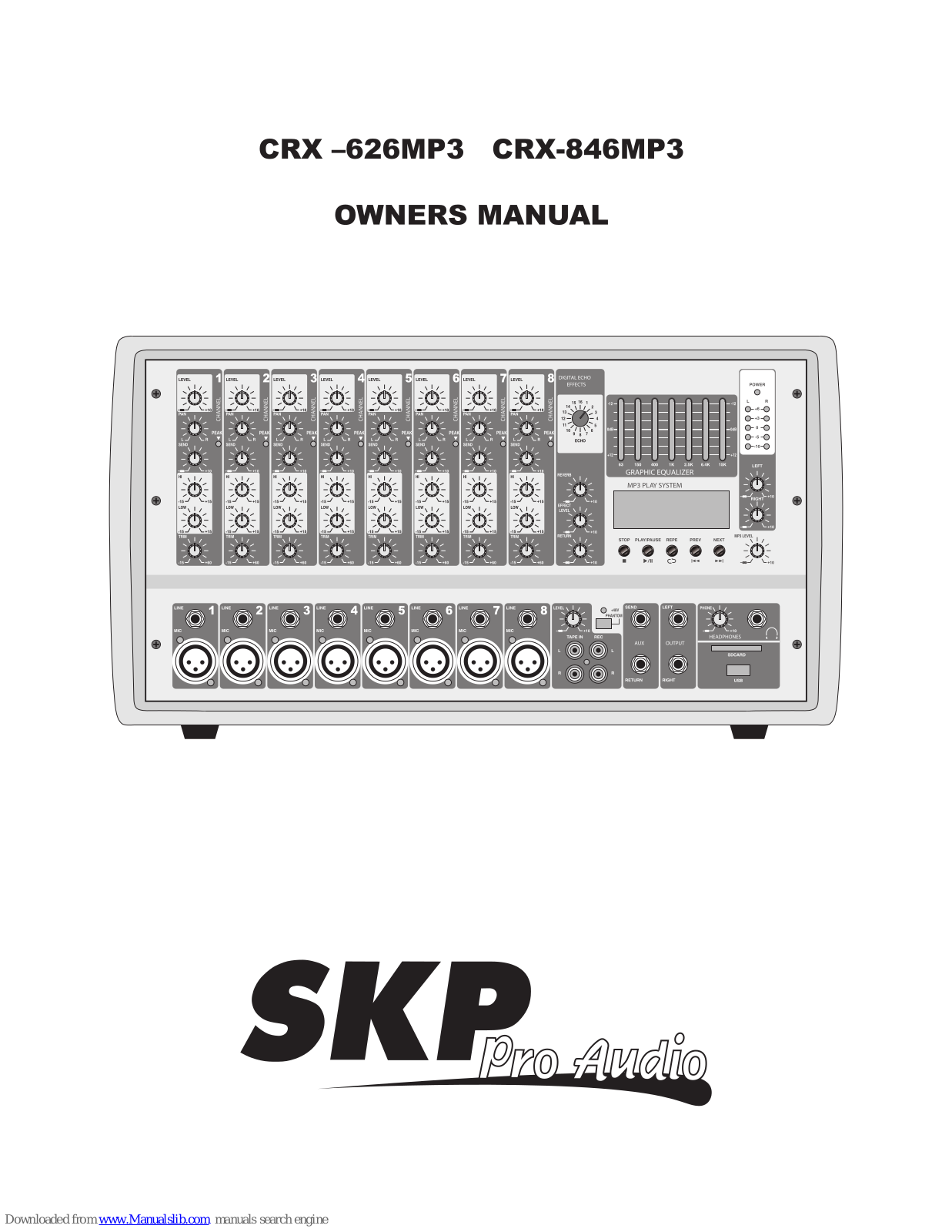 SKP Pro Audio CRX-626MP3, CRX-846MP3 Owner's Manual