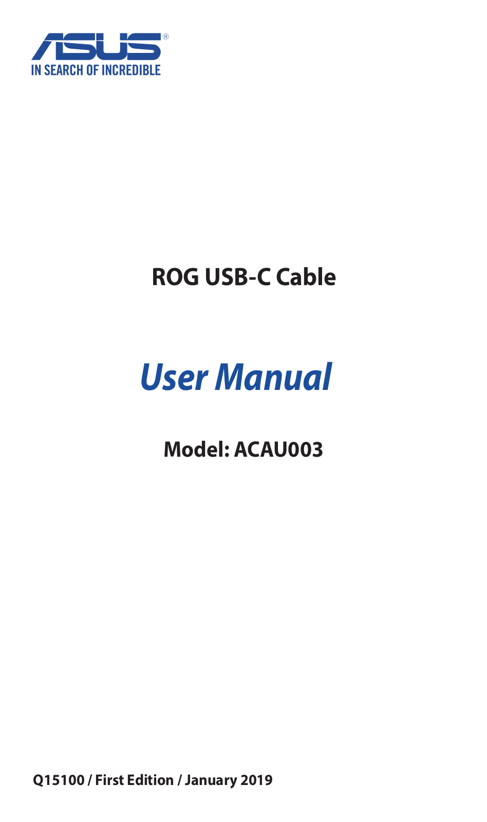 Asus USB-C Cable Quick Installation Guide