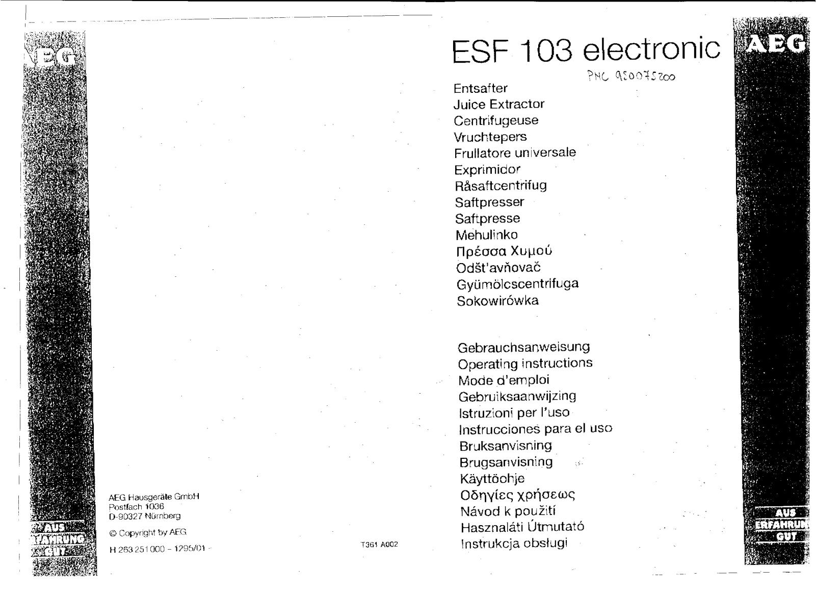 AEG ESF103 electronic User Manual