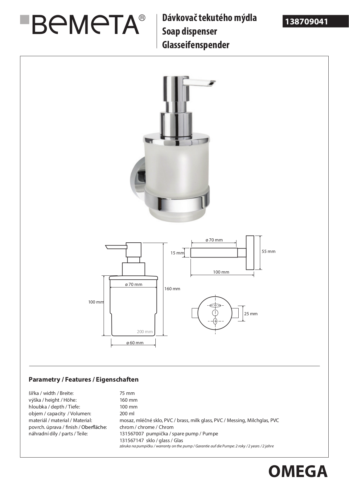 Bemeta Omega 138709041 User guide