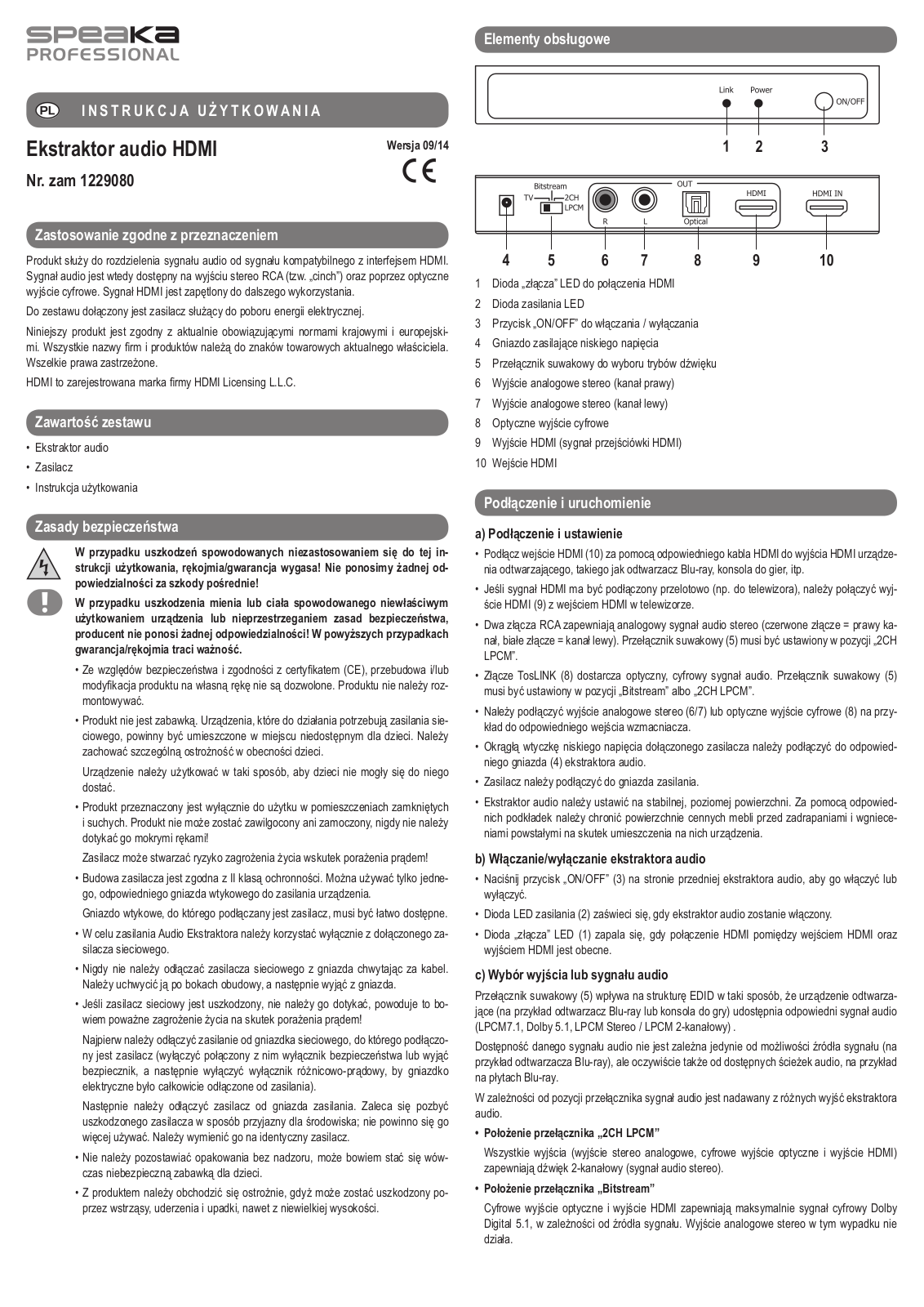 SpeaKa Professional 1229080 User guide