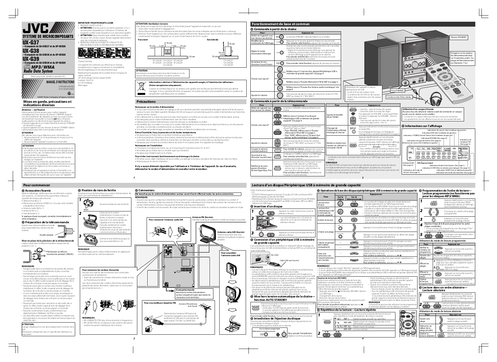 JVC UX-G39, UX-G38 User Manual