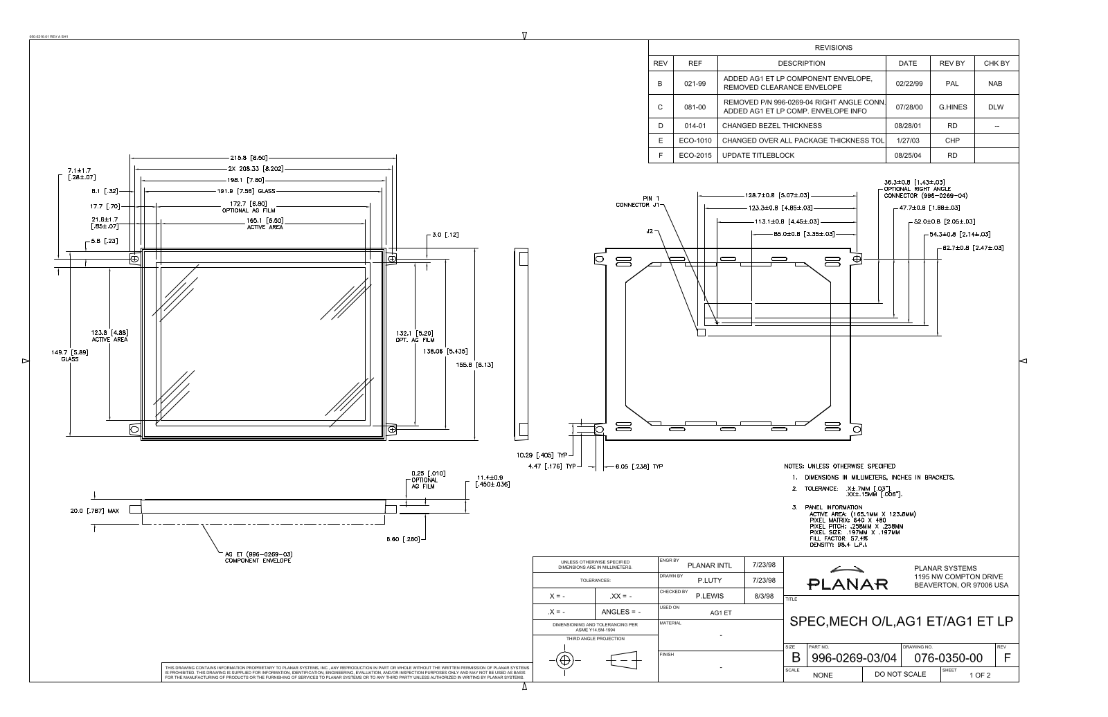 Planar EL640.480-AG1 Drawing Guide