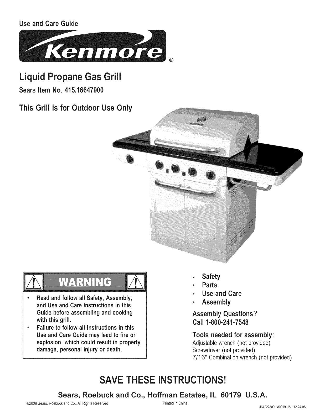 Kenmore 41516647900 Owner’s Manual