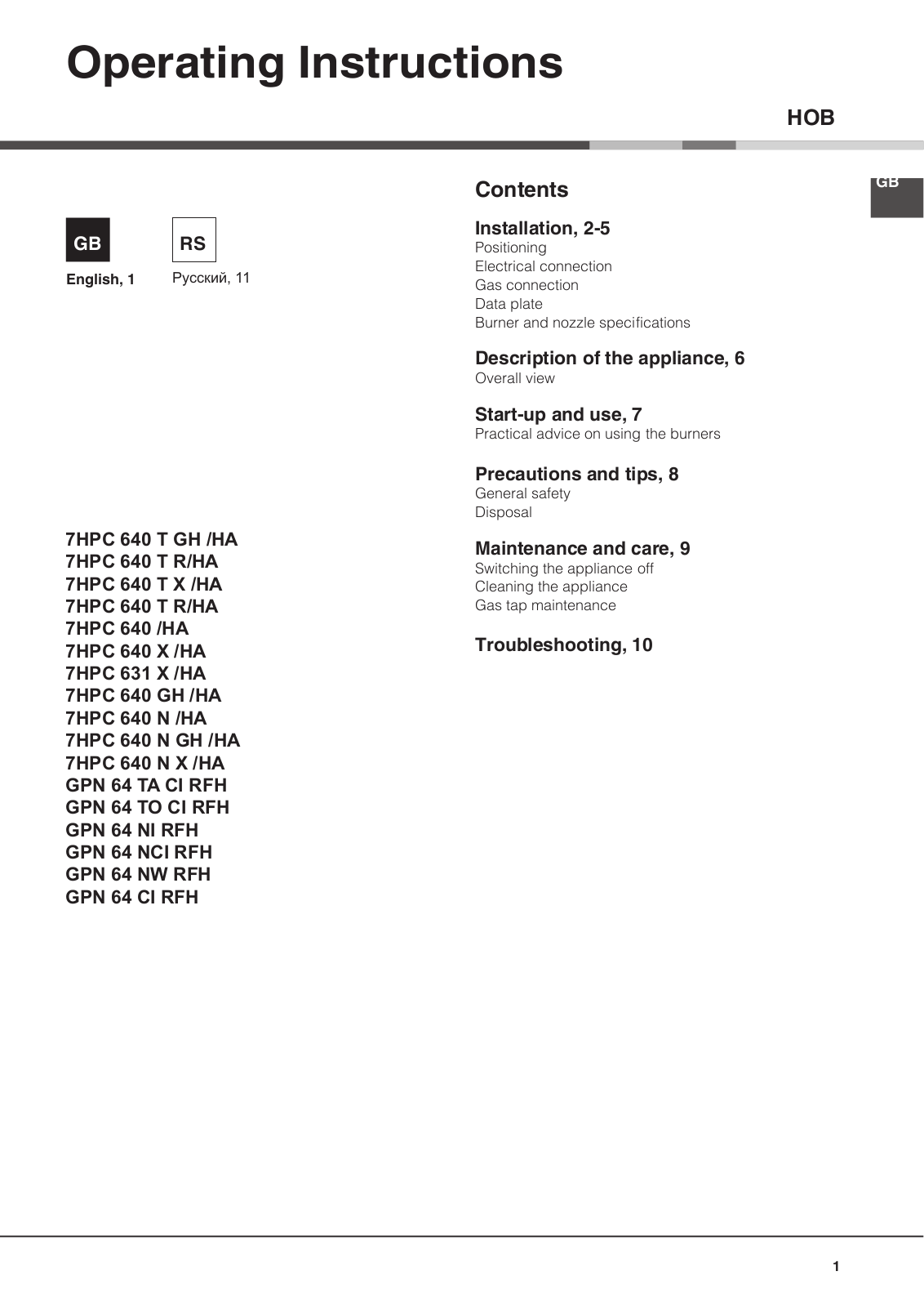 Hotpoint-ariston 7HPC 640T User Manual