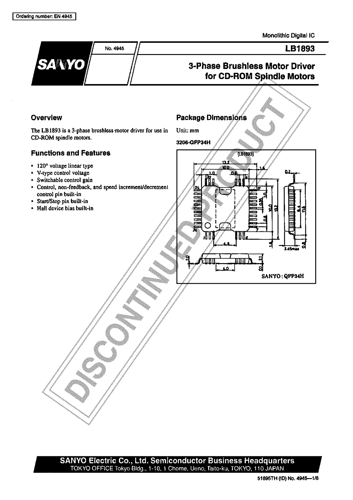 Sanyo LB1893 Specifications