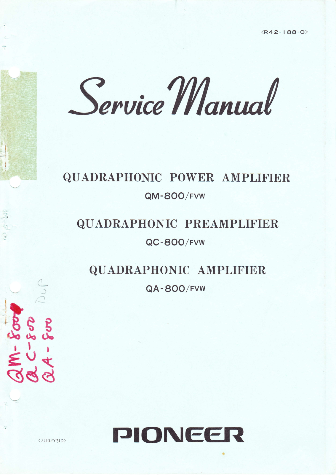 Pioneer QM-800 Service manual