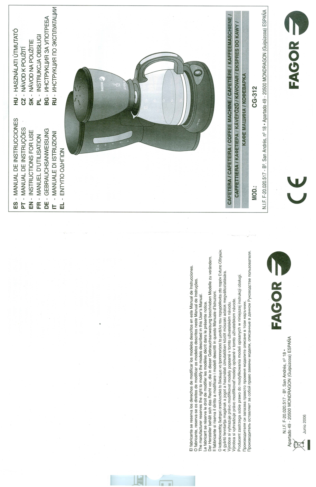 Fagor CG - 312 User Manual