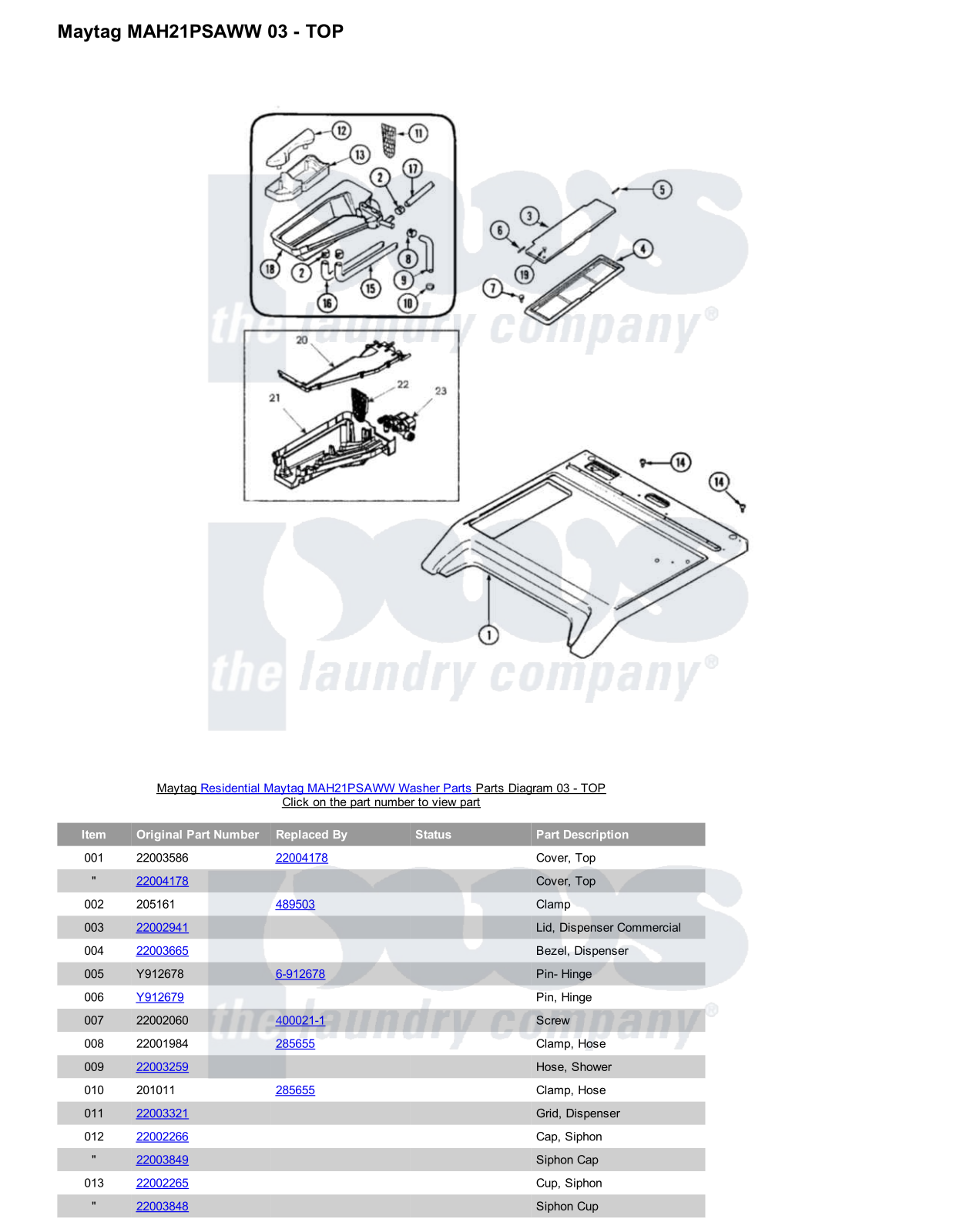 Maytag MAH21PSAWW Parts Diagram