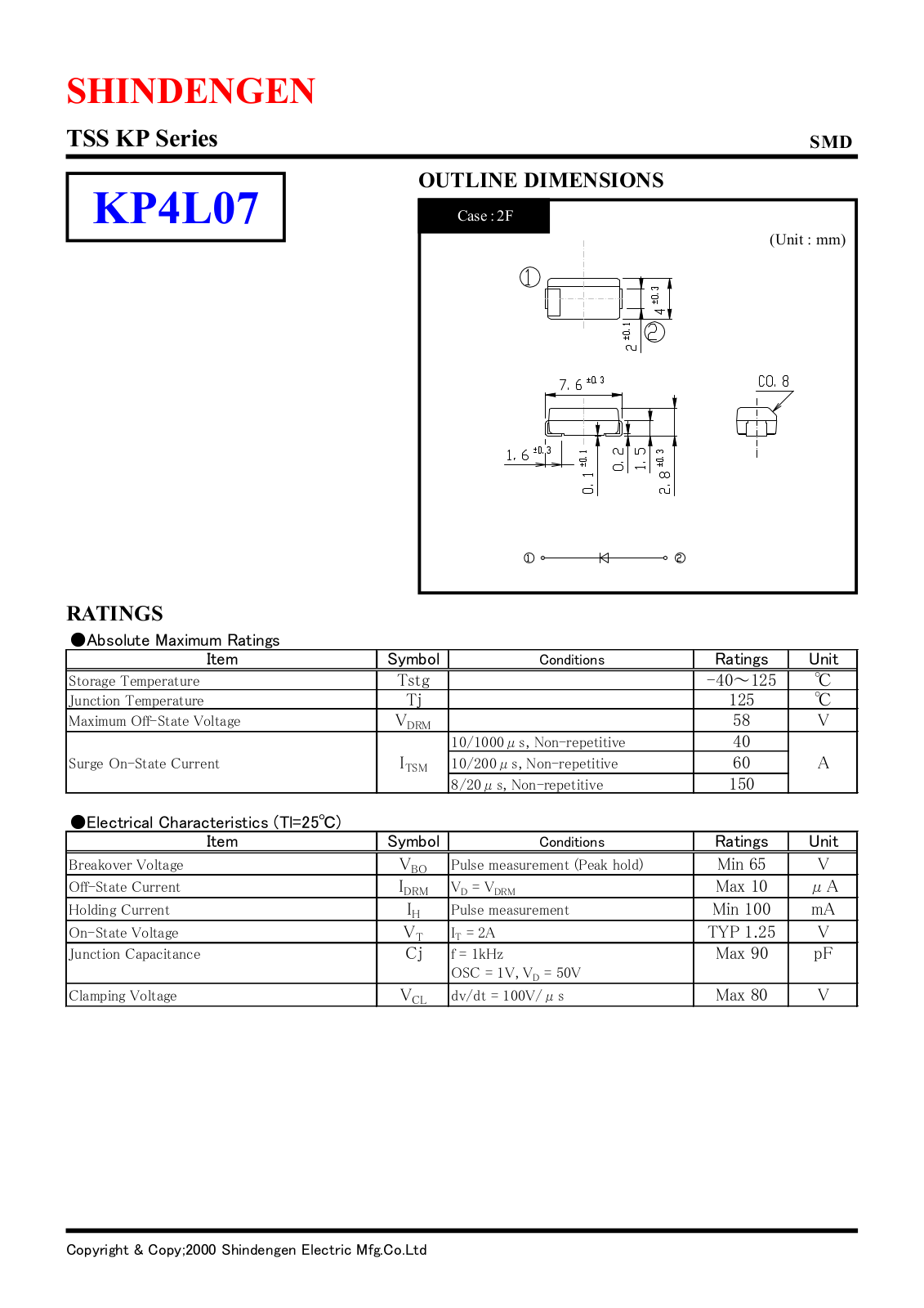 Shindengen Electric Manufacturing Company Ltd KP4L07 Datasheet