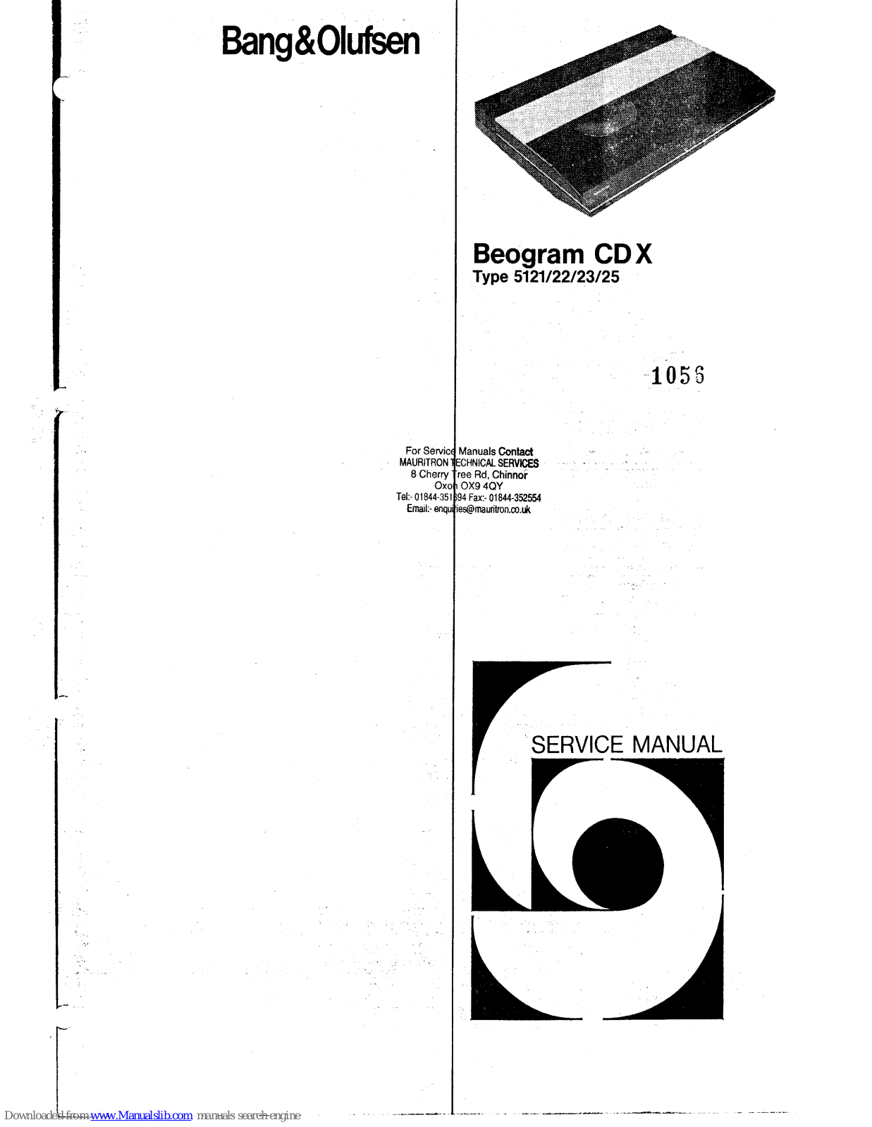 Bang & Olufsen 5121, 5122, beogram cd x, 5123, 5125 Service Manual