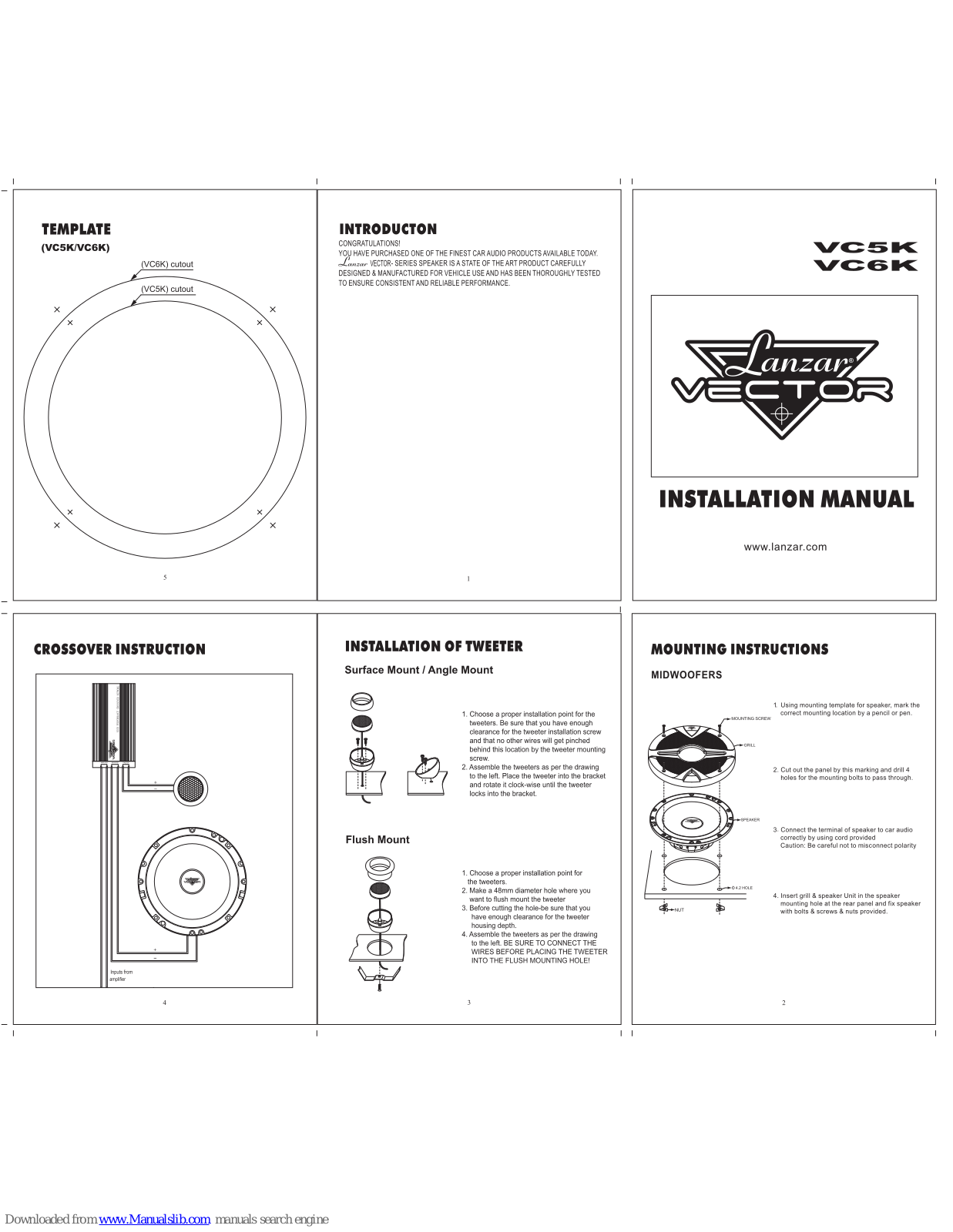 Lanzar VECTOR VC5K, VECTOR VC6K Installation Manual - ManualMachine.com
