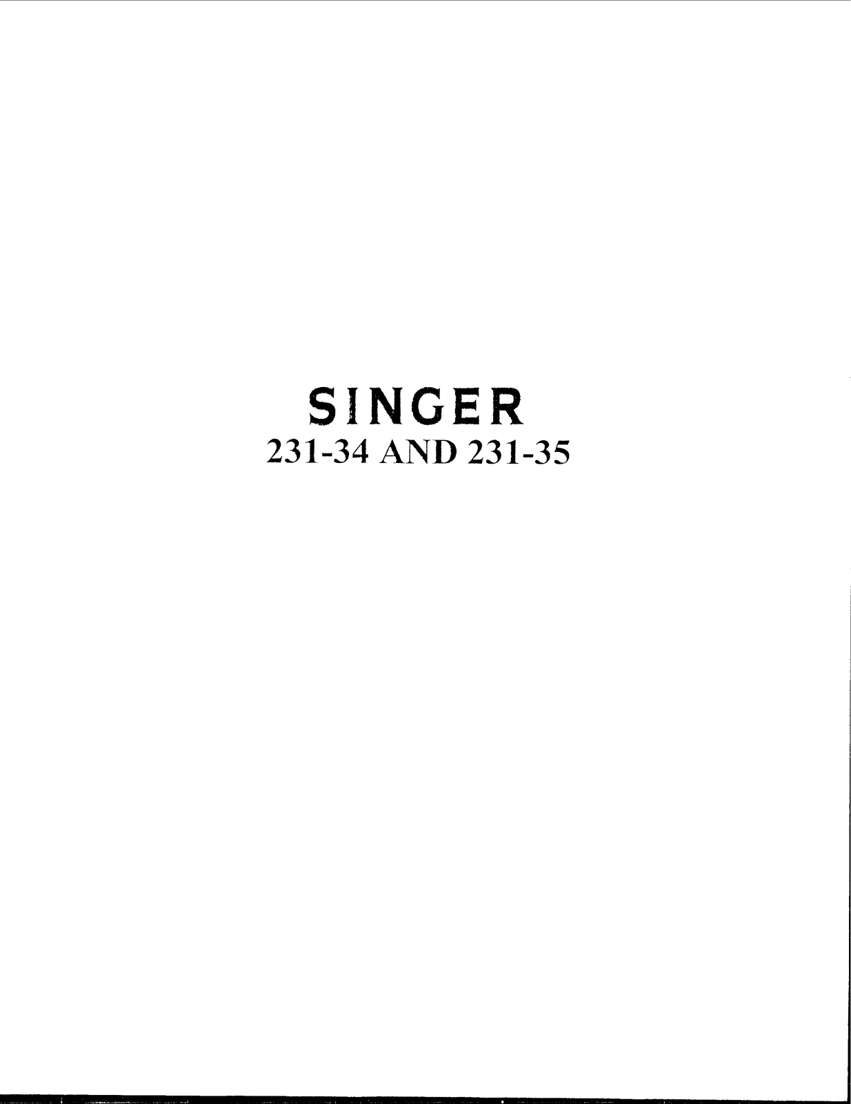 Singer 231-35, 231-34 Owner's Manual