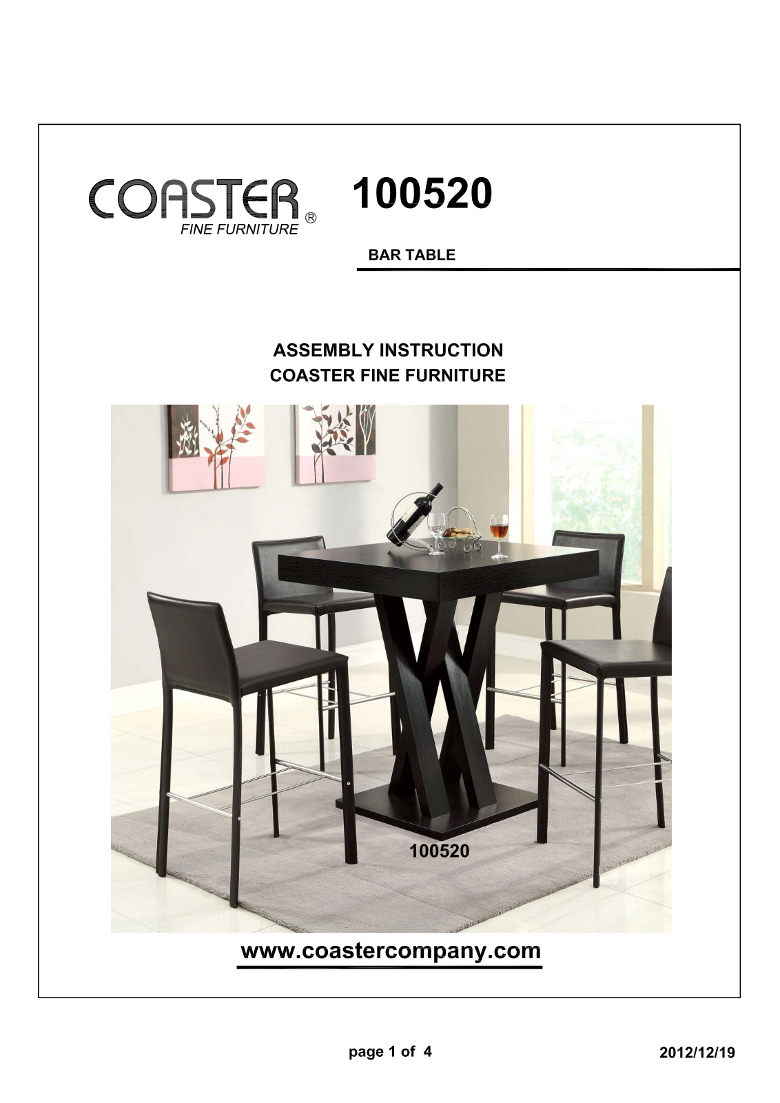 Coaster 100520 Assembly Guide