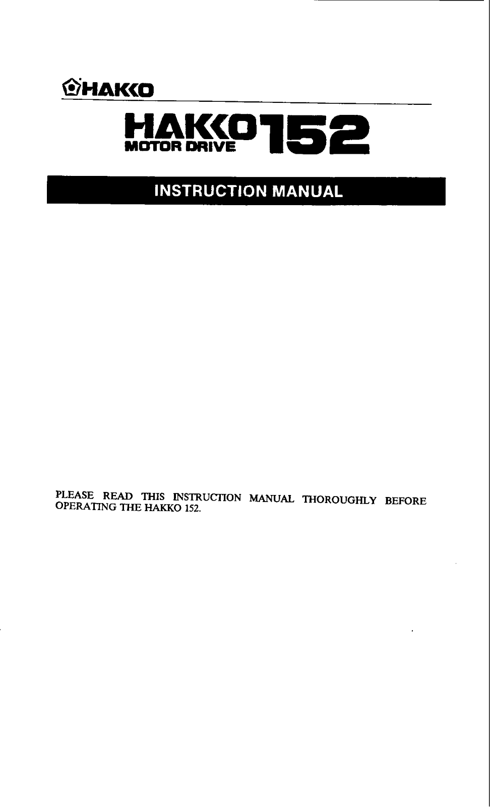 Hakko 152 User Manual