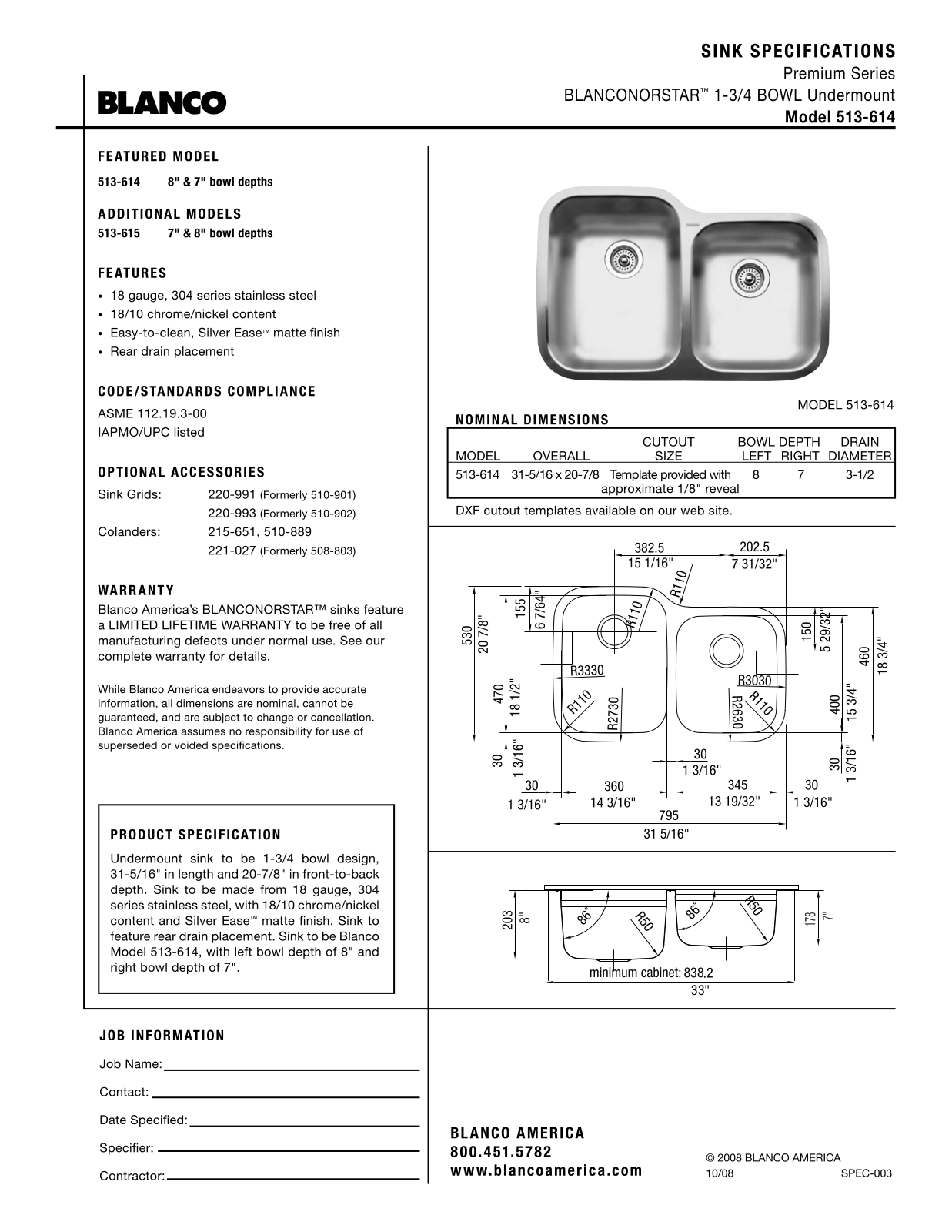 Blanco 513-614 User Manual