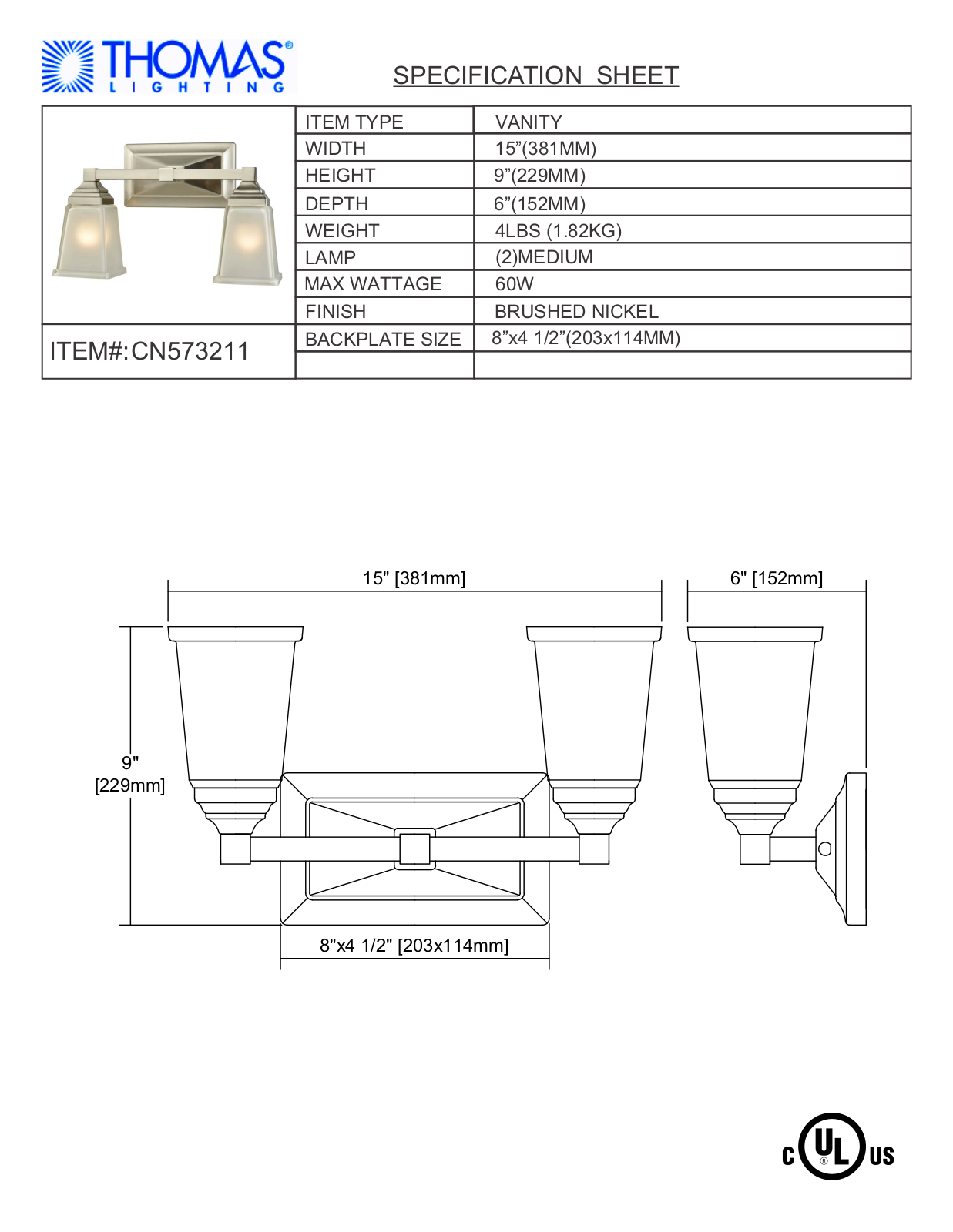 Thomas Lighting CN573211 User Manual - ManualMachine.com