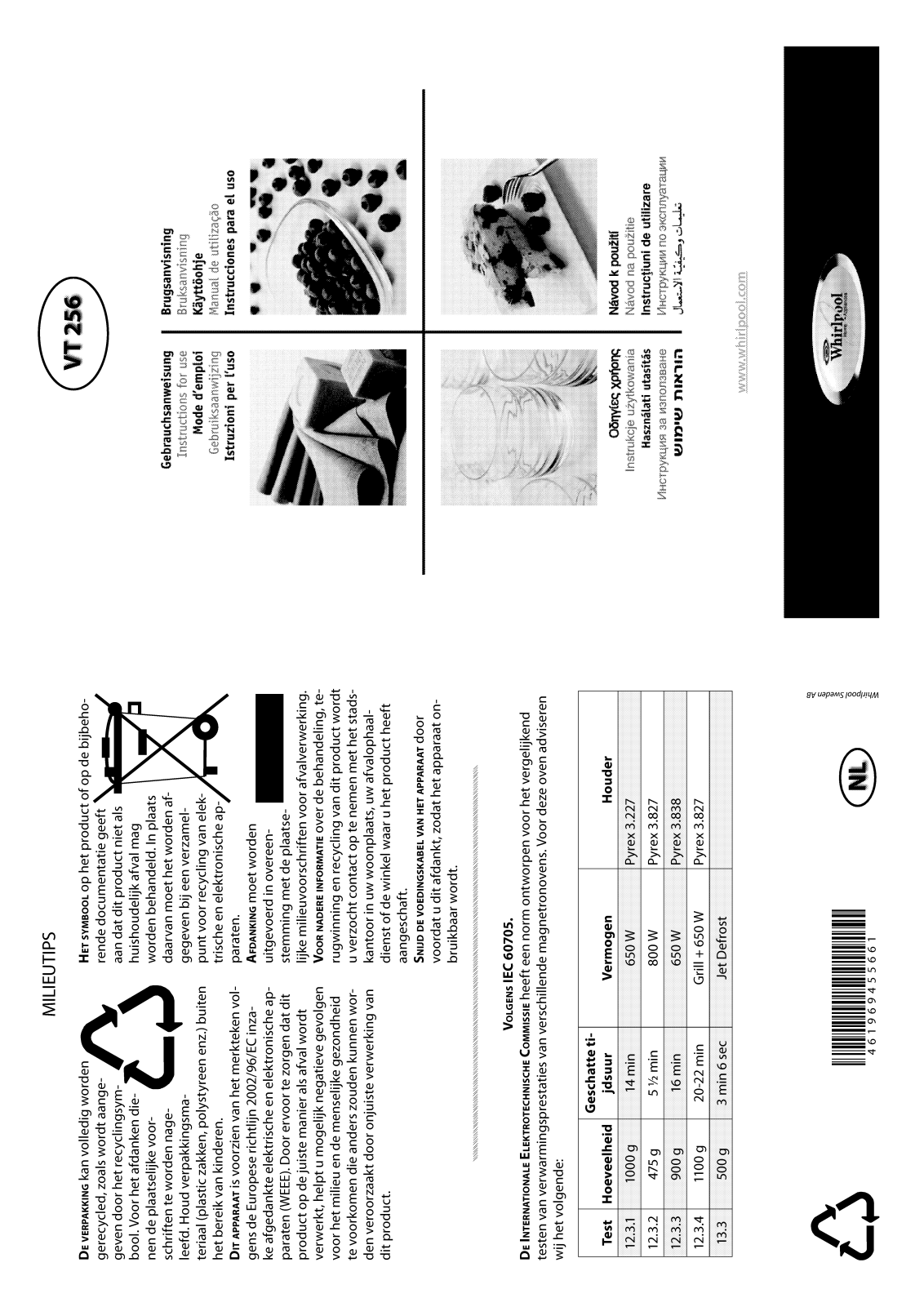 Whirlpool VT 256 IX, VT 256 / WH INSTRUCTION FOR USE