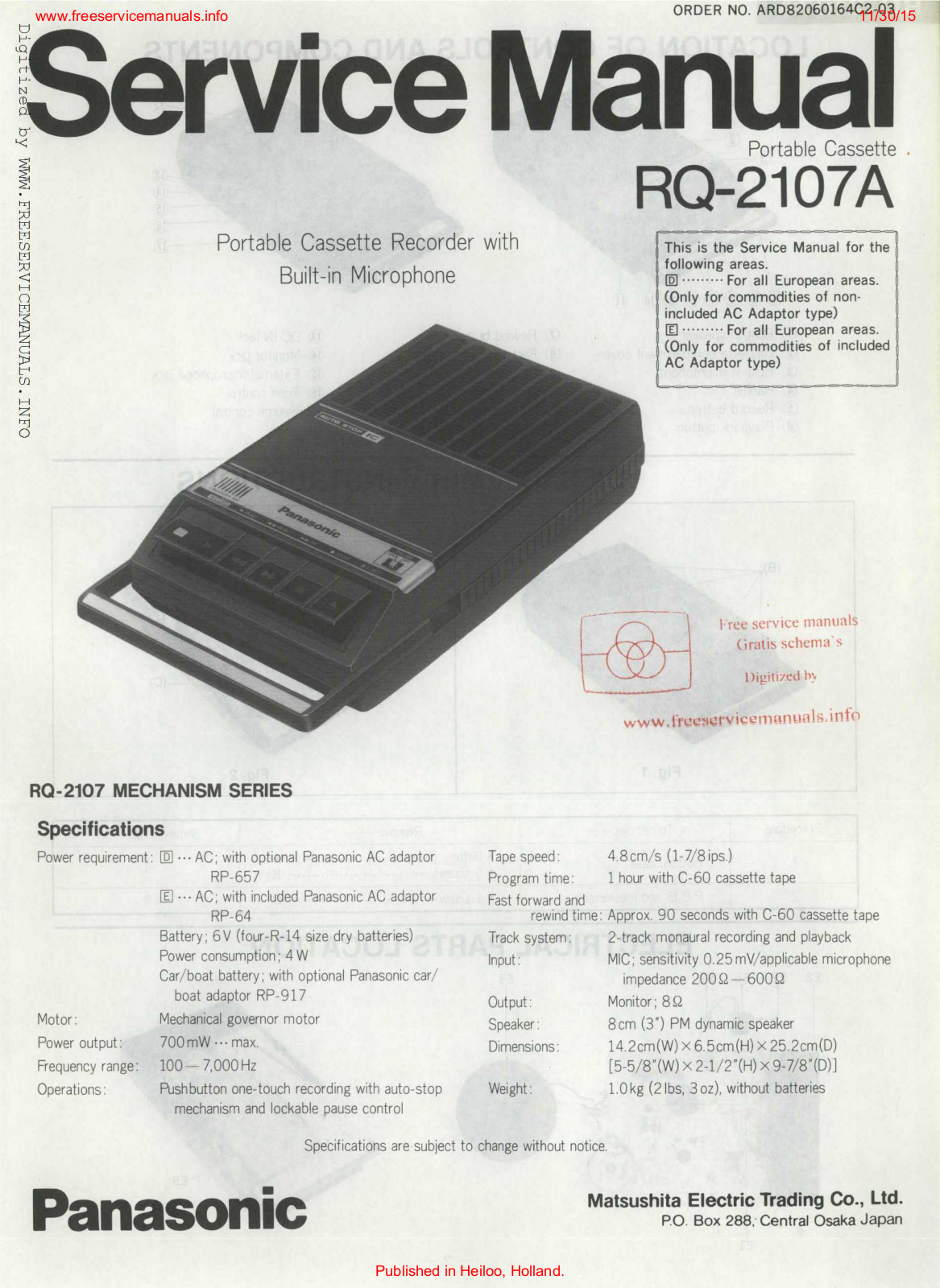 Panasonic RQ-2107A User Manual
