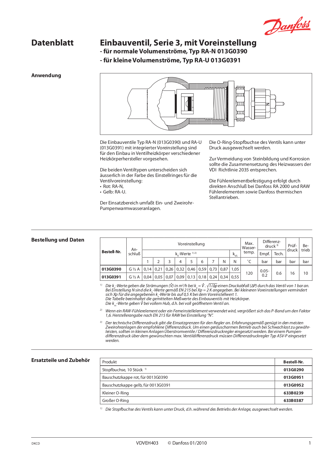 Danfoss RA-N 013G0390, RA-U 013G0391 Data sheet