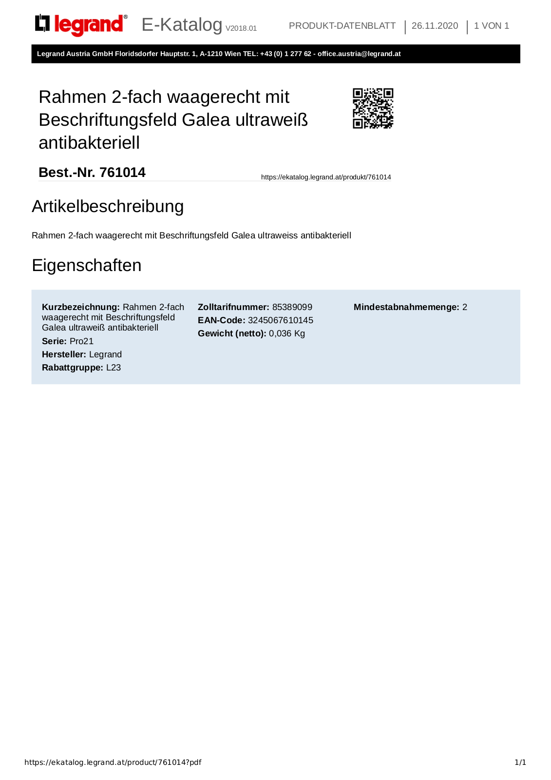 Legrand 761014 User Manual