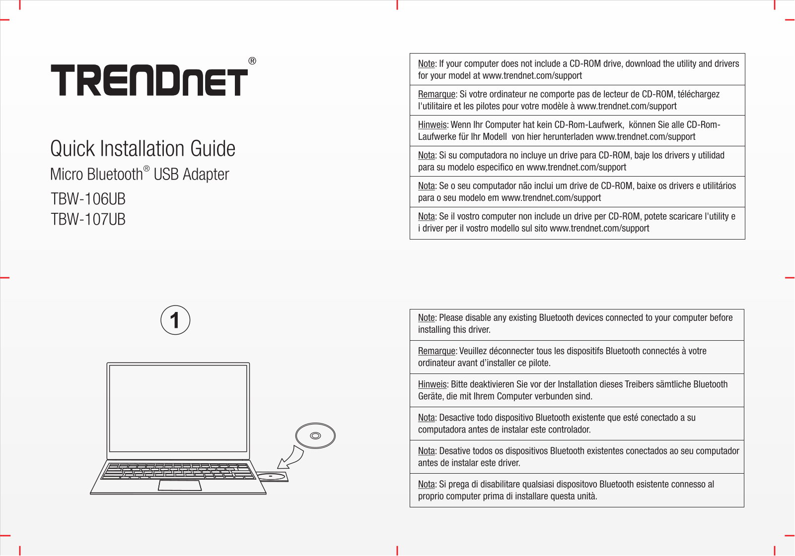 Trendnet TBW-107UB, TBW-106UB Quick Installation Guide