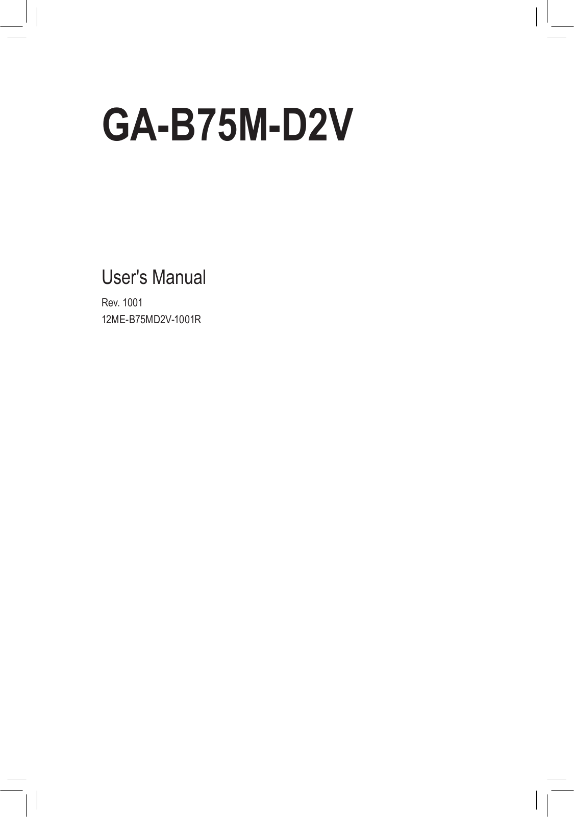 Gigabyte GA-B75M-D2V User Manual