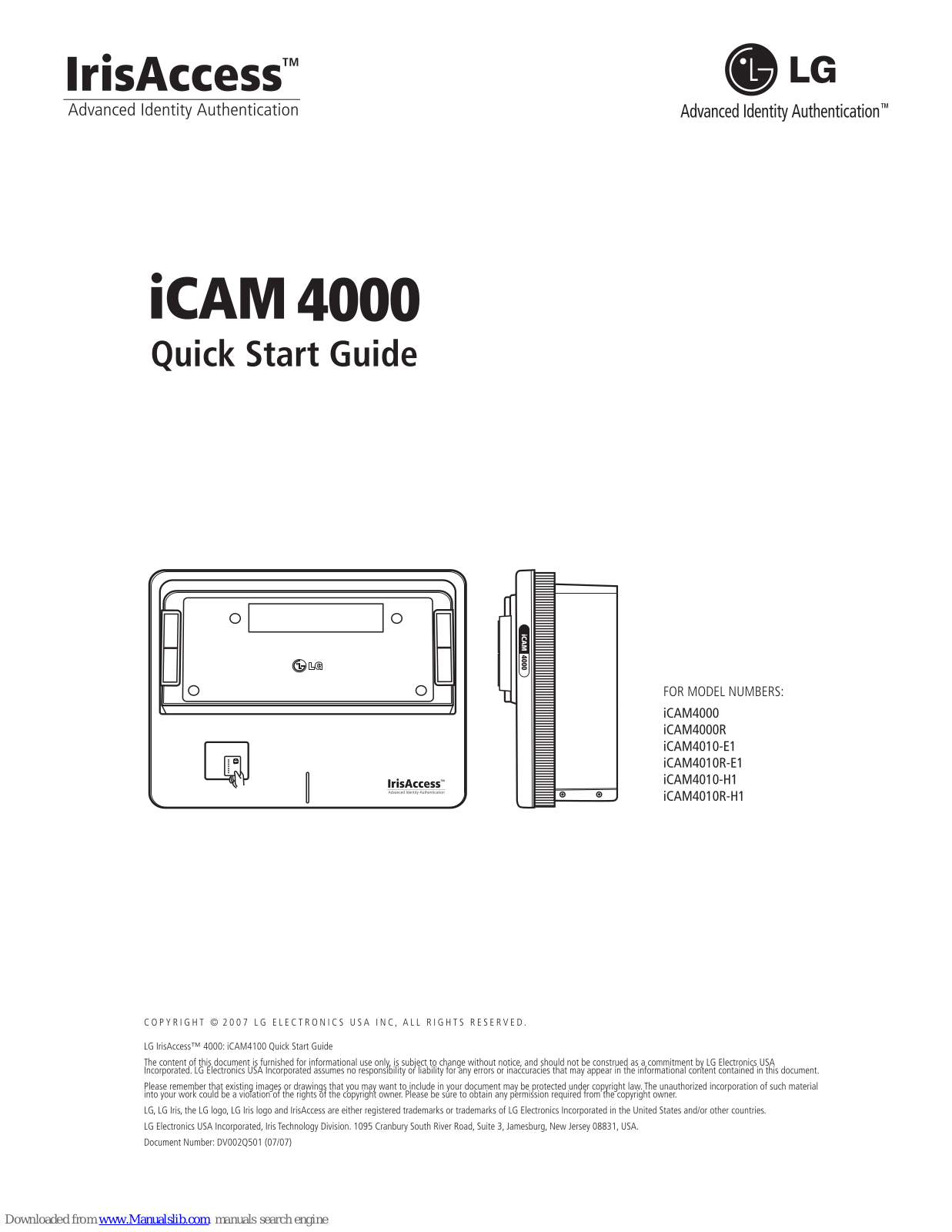 LG iCAM4000R, iCAM4010-E1, iCAM4010R-E1, iCAM4010-H1, iCAM4010R-H1 Quick Start Manual