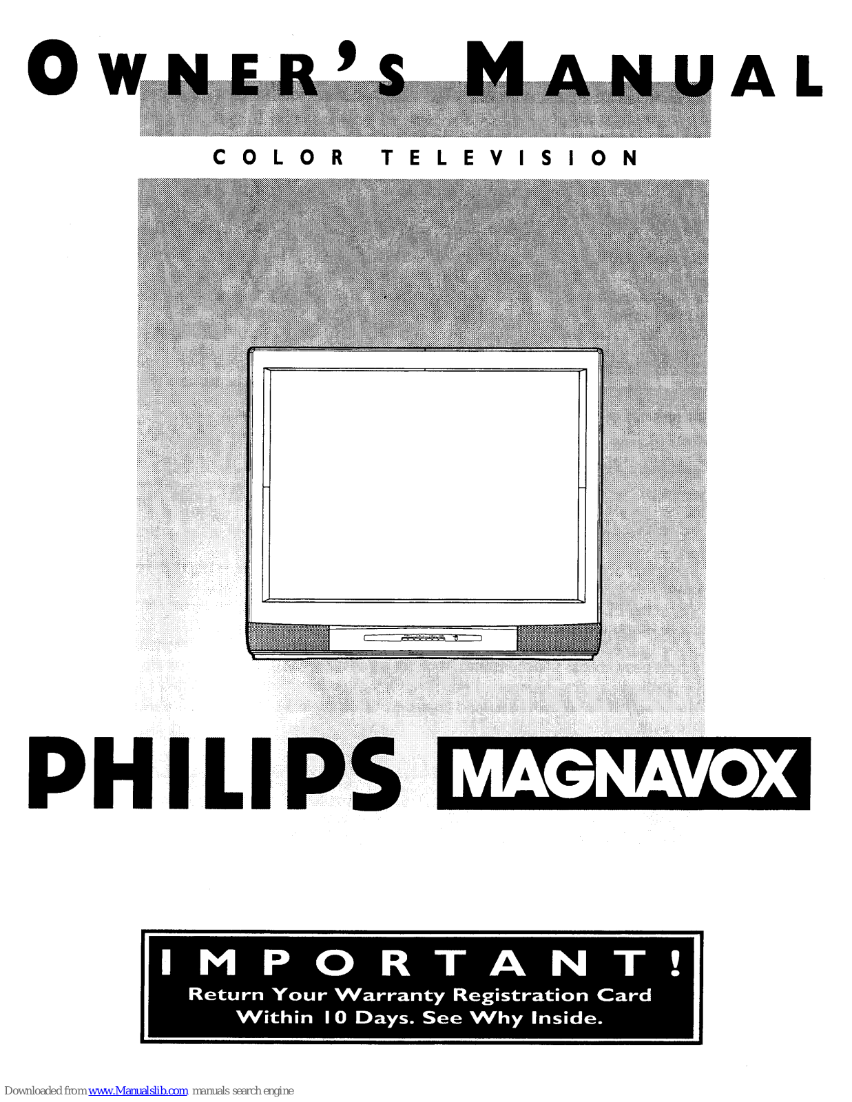 Philips Magnavox MX3690B, COLOR TV 36 INCH TABLE MX3690B Owner's Manual