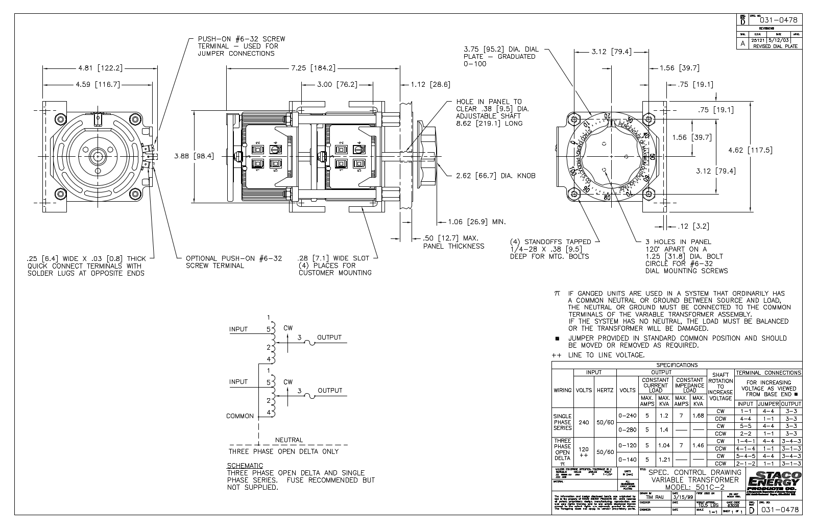 Staco Energy 501C-2 Dimensional Sheet - ManualMachine.com