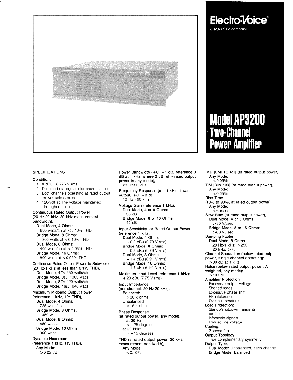 Electro-Voice AP3200 User Manual