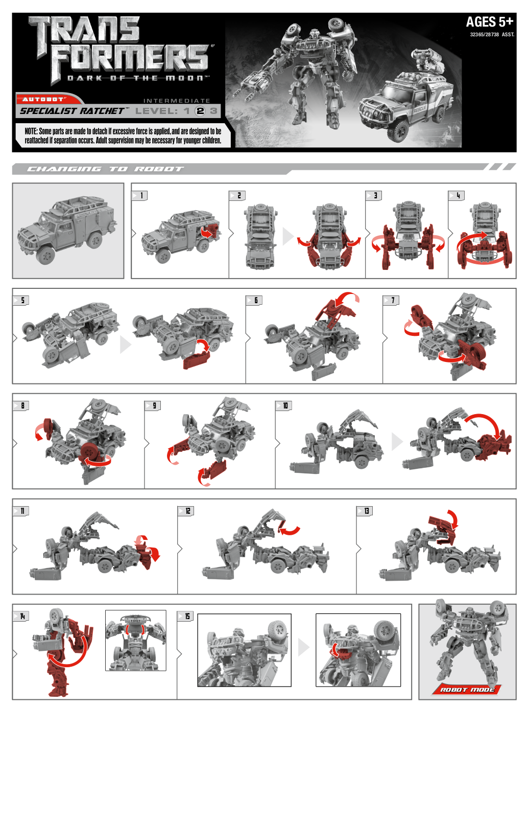 HASBRO Transformers DOTM Specialist Ratchet User Manual