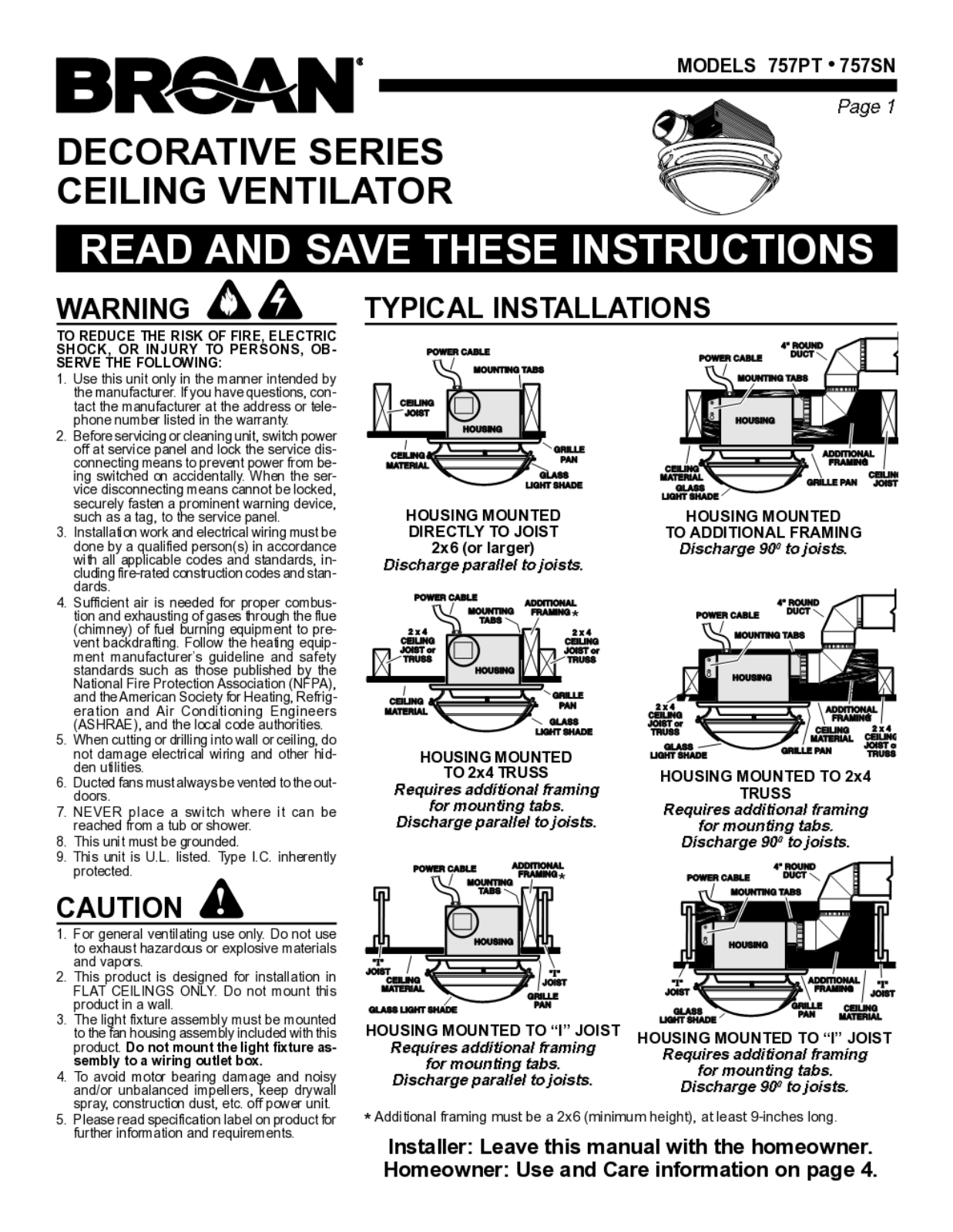 Broan 757sn Installation Guide