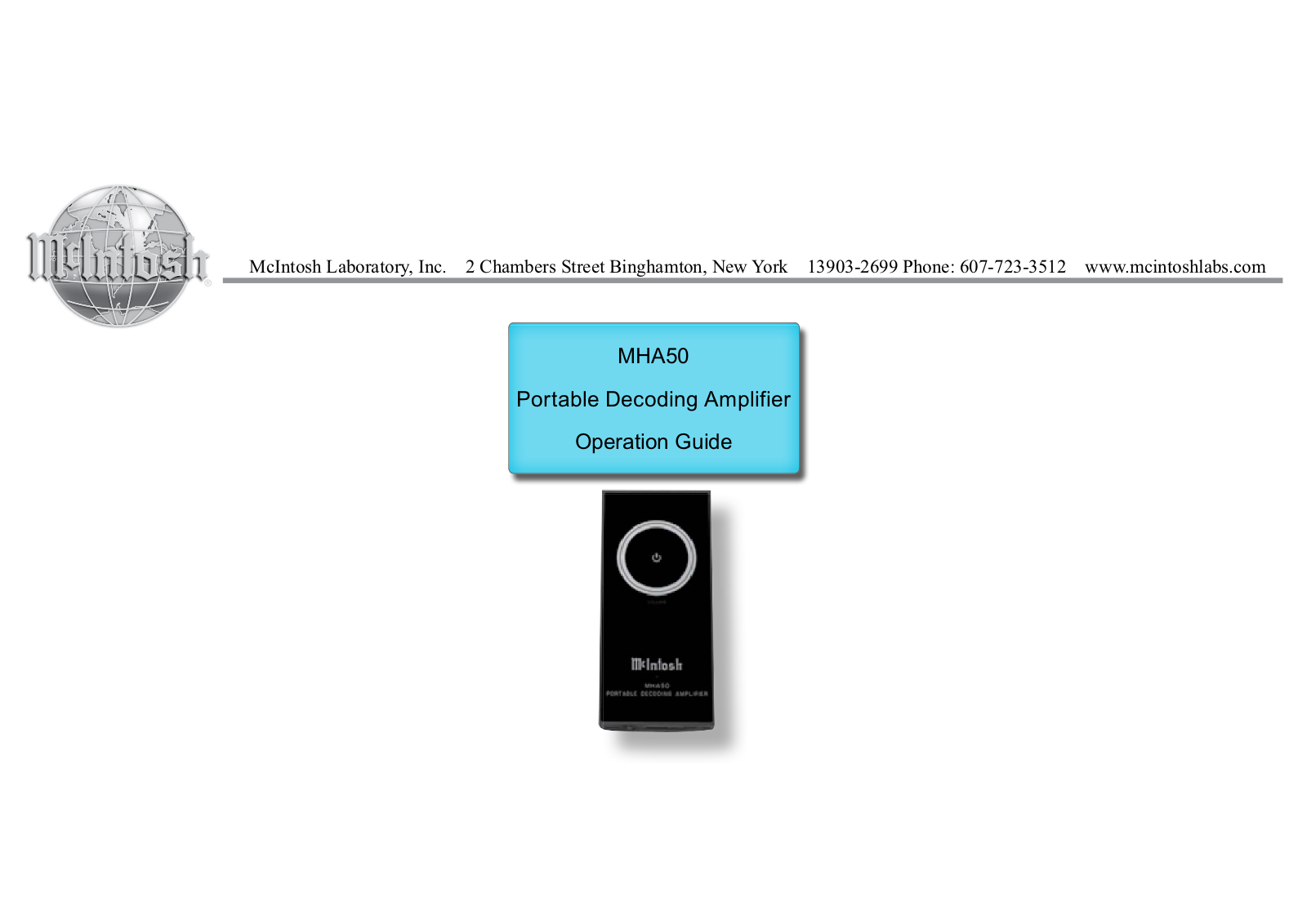 McIntosh MHA-50 Owners Manual