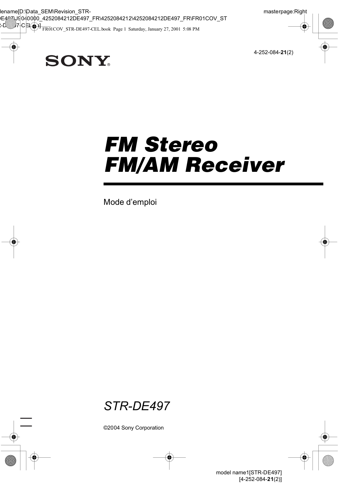 SONY STR-DE497 User Manual