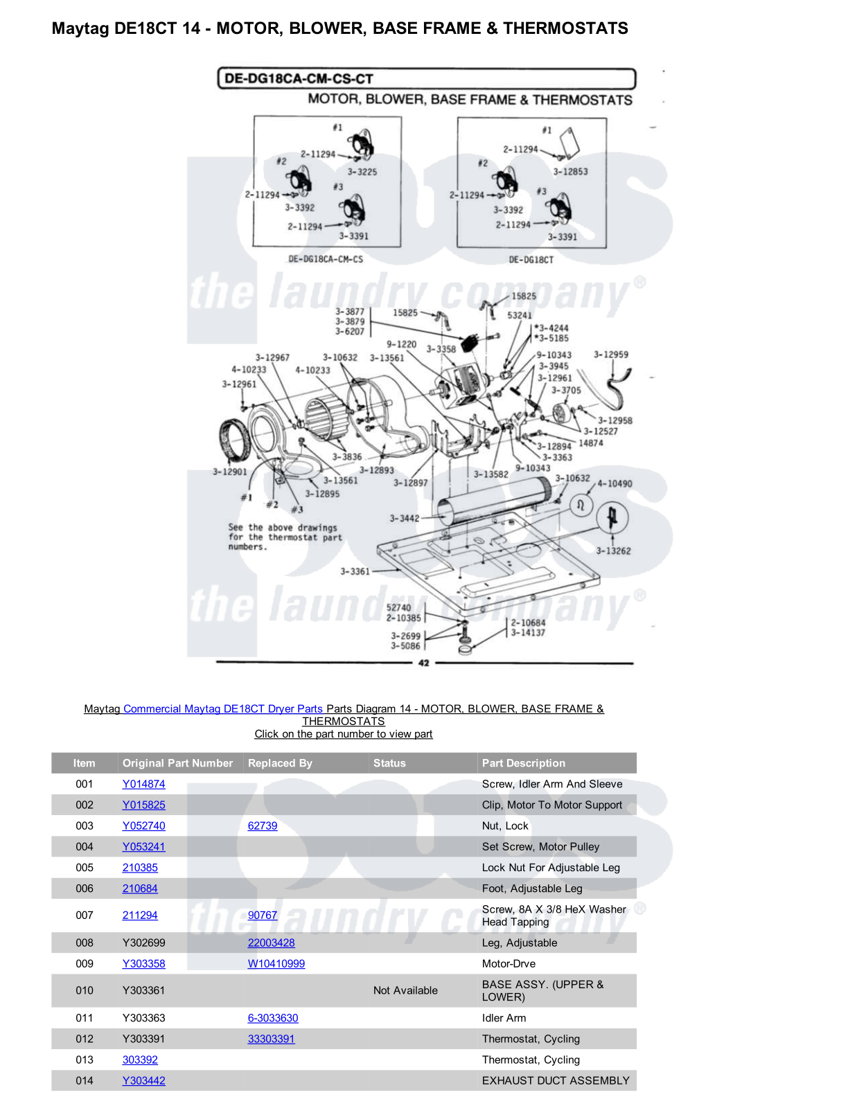 Maytag DE18CT Parts Diagram