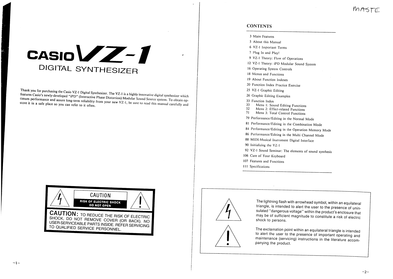 Casio VZ-1 User Manual