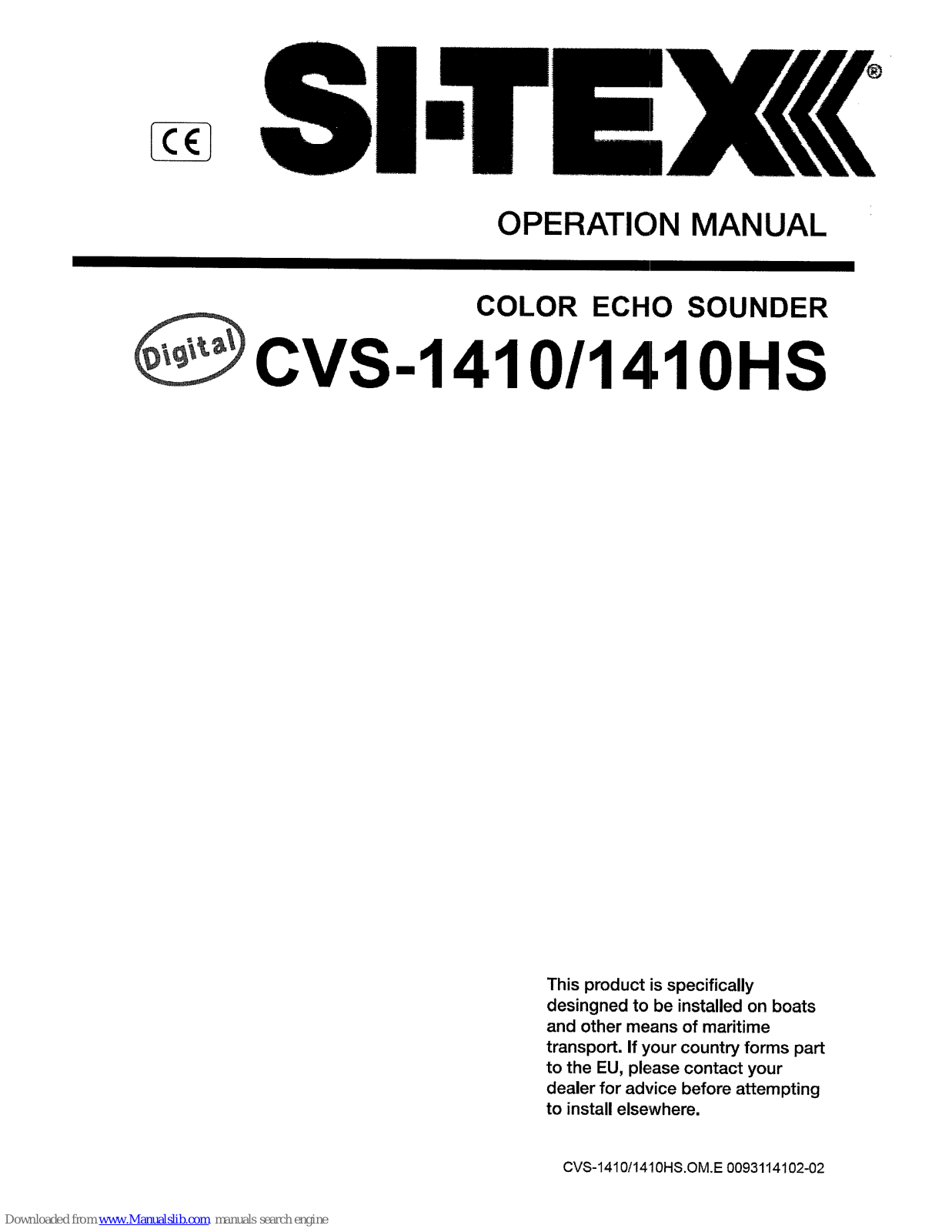 Sitex CVS-1410, CVS-1410HS Operation Manual