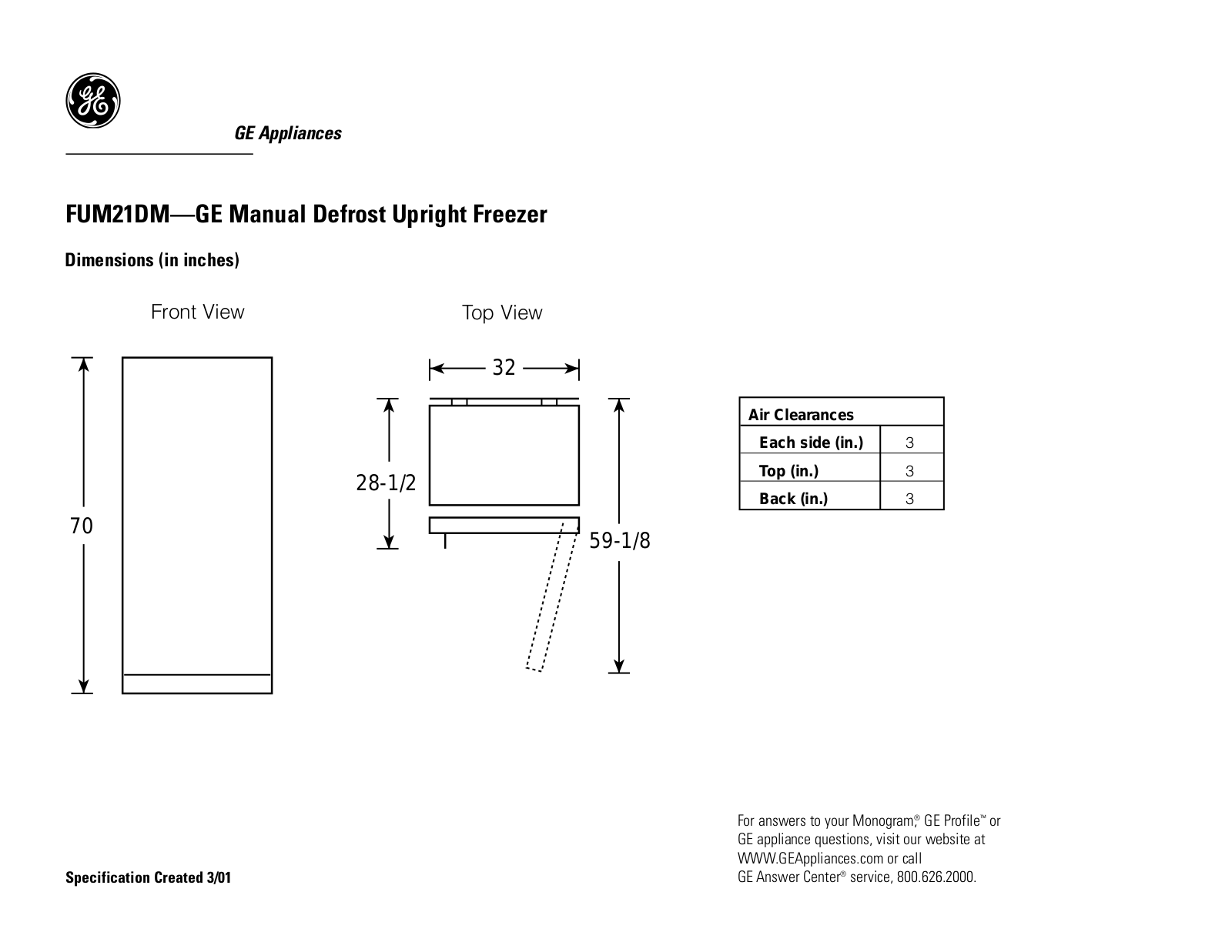 GE FUM21DM, FUM21DMRWH User Manual