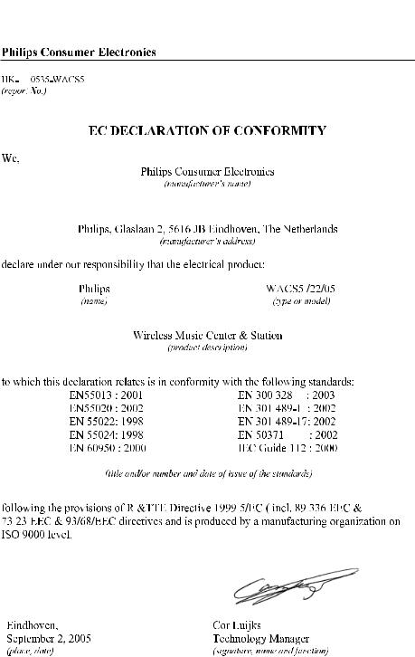 Philips WACS5/22 User Manual