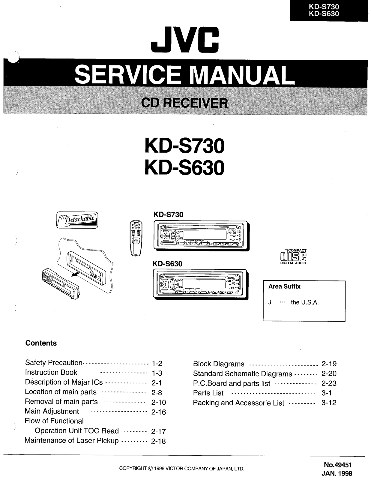 JVC KDS-630, KDS-730 Service manual