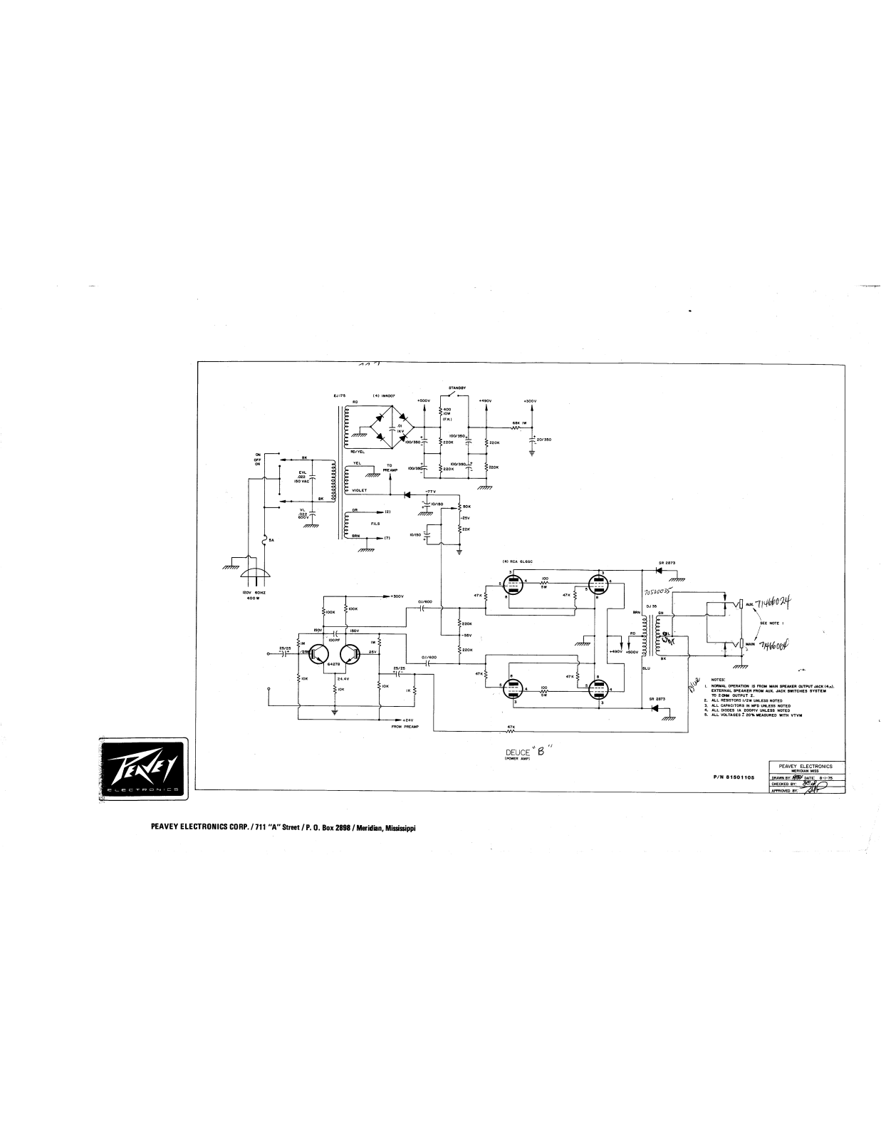 Peavey deuce b schematic